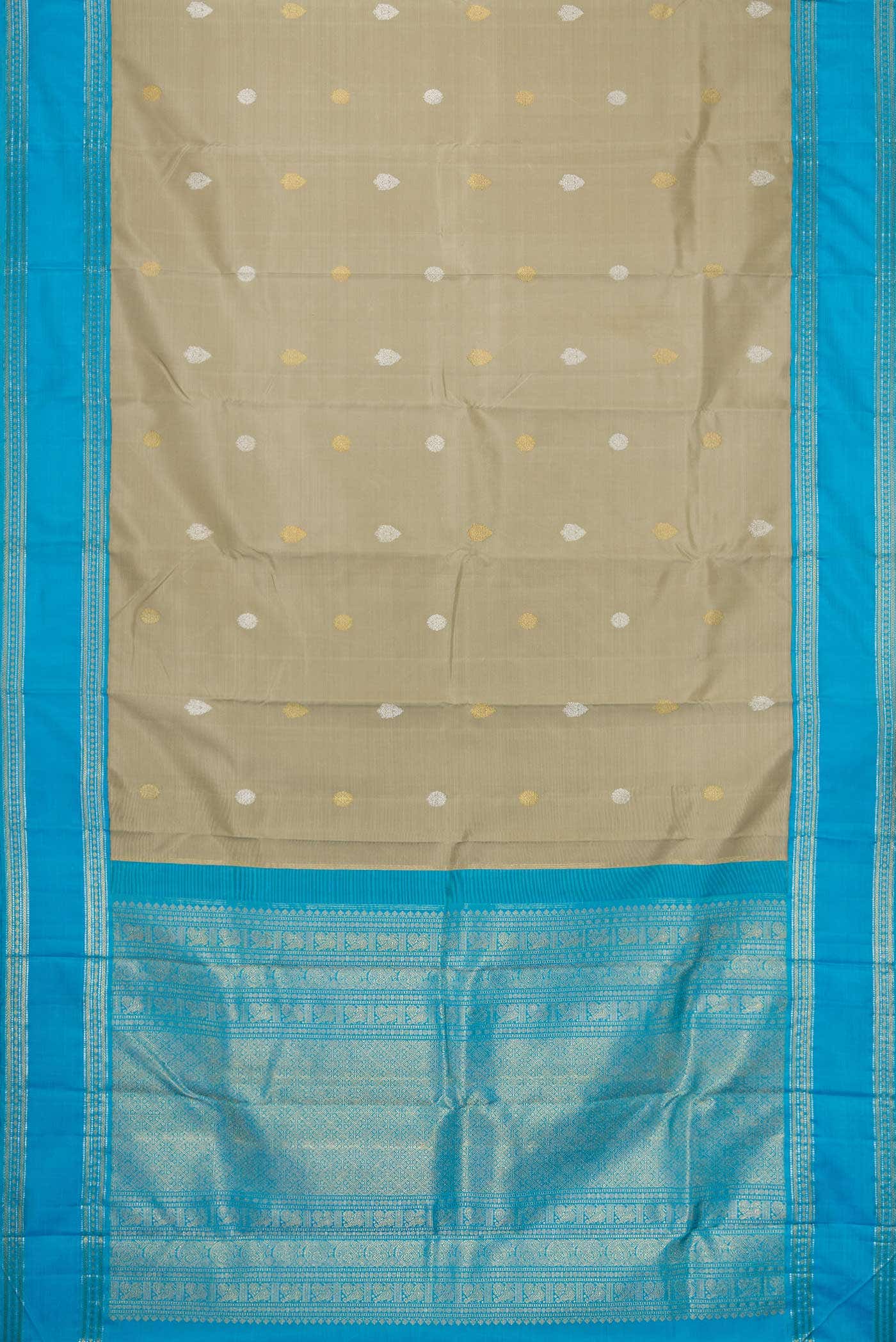Pure Silk Pure Zari Dark Beige Dual Tone Kanchipuram Saree