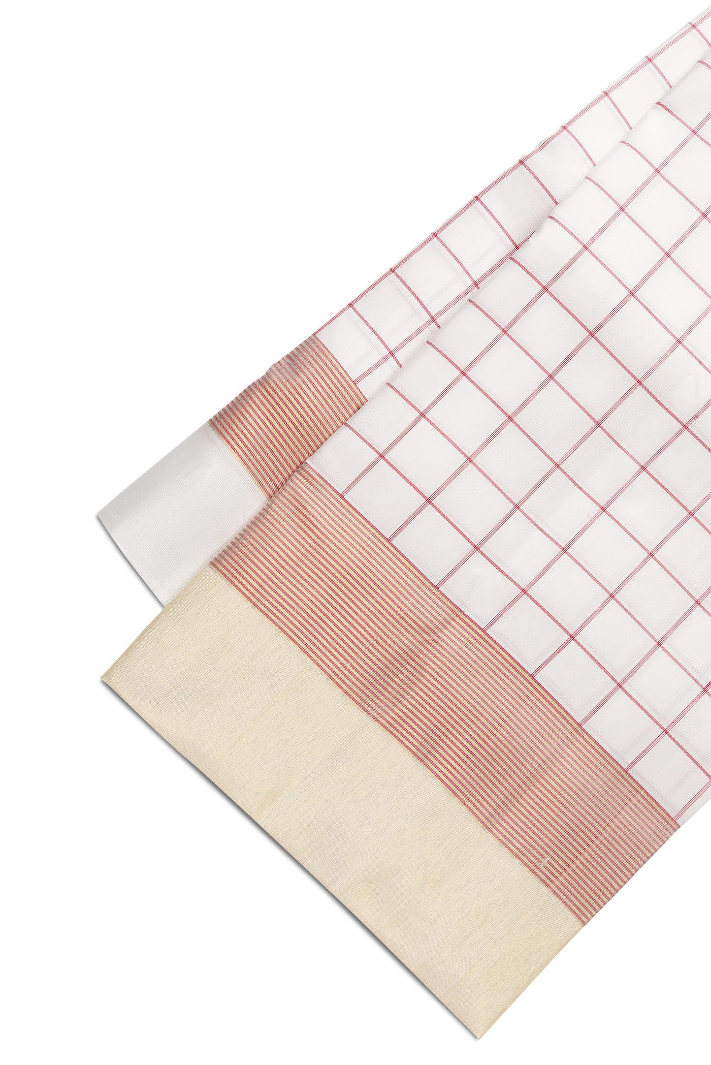 Off White Silk Dhoti With Angavastram (8X4) Muzham
