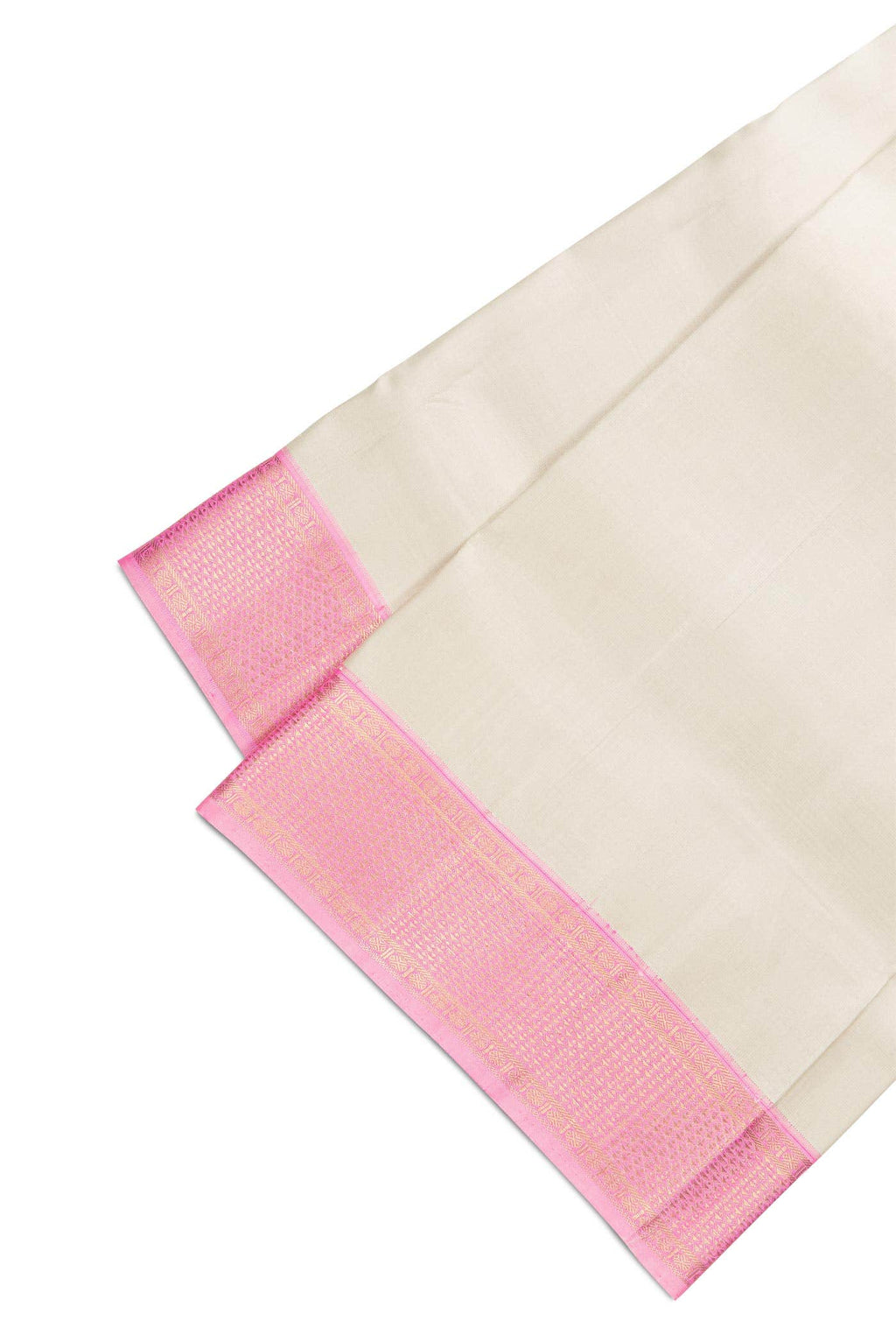 Beige Silk Dhoti With Angavastram (9X 5) Muzham