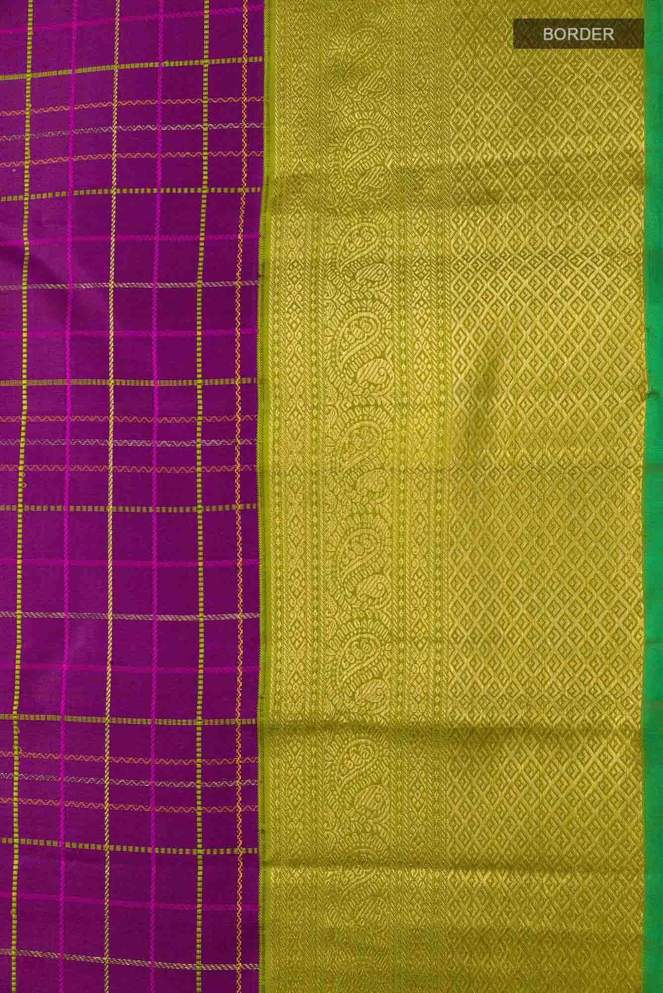 Pure Silk Pure Zari Purple Dual Tone Kanchipuram Saree