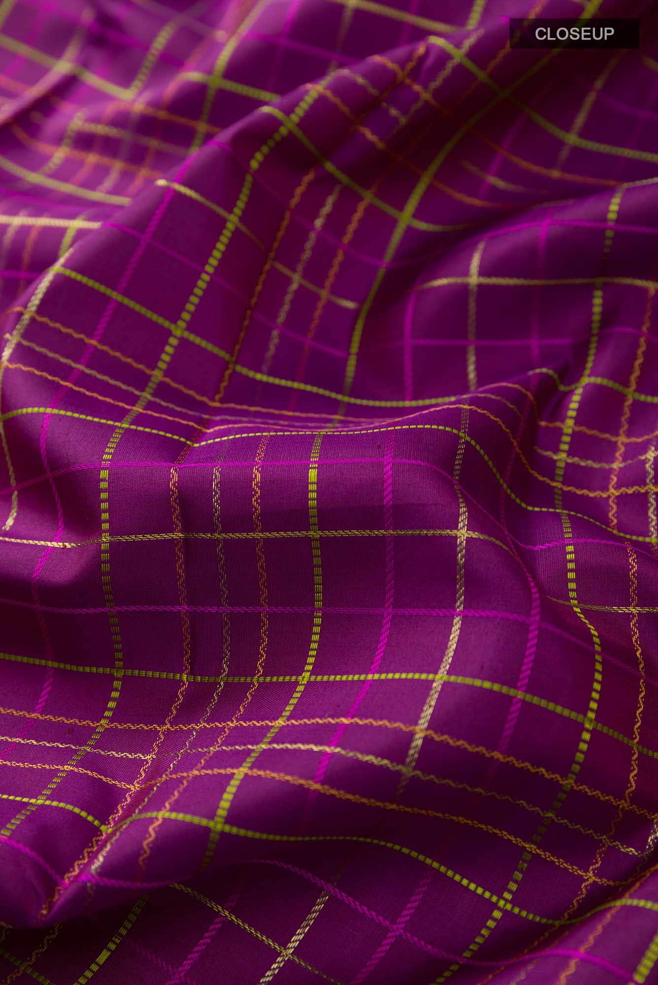Pure Silk Pure Zari Purple Dual Tone Kanchipuram Saree