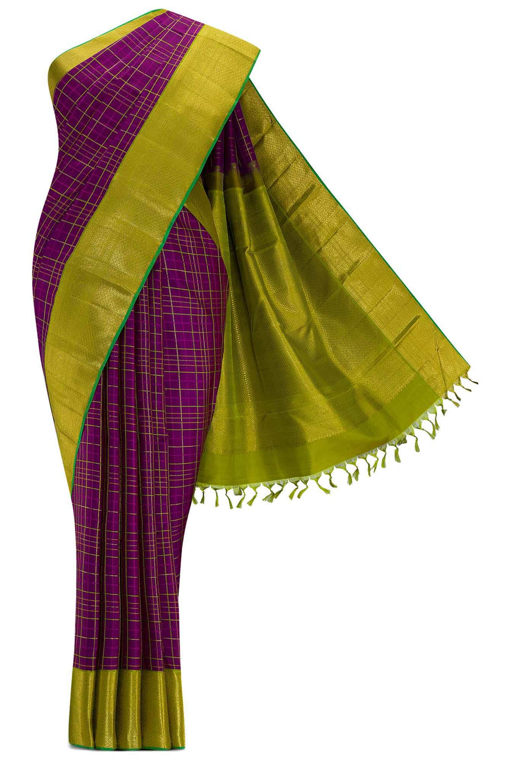 Pure Silk Pure Zari Purple Dual Tone Kanchipuram Saree