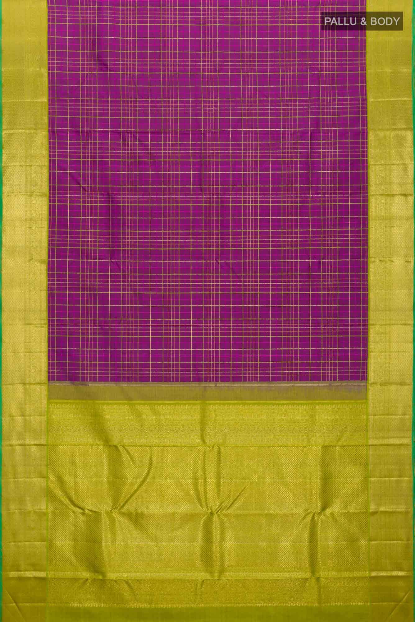 Pure Silk Pure Zari Purple Dual Tone Kanchipuram Saree