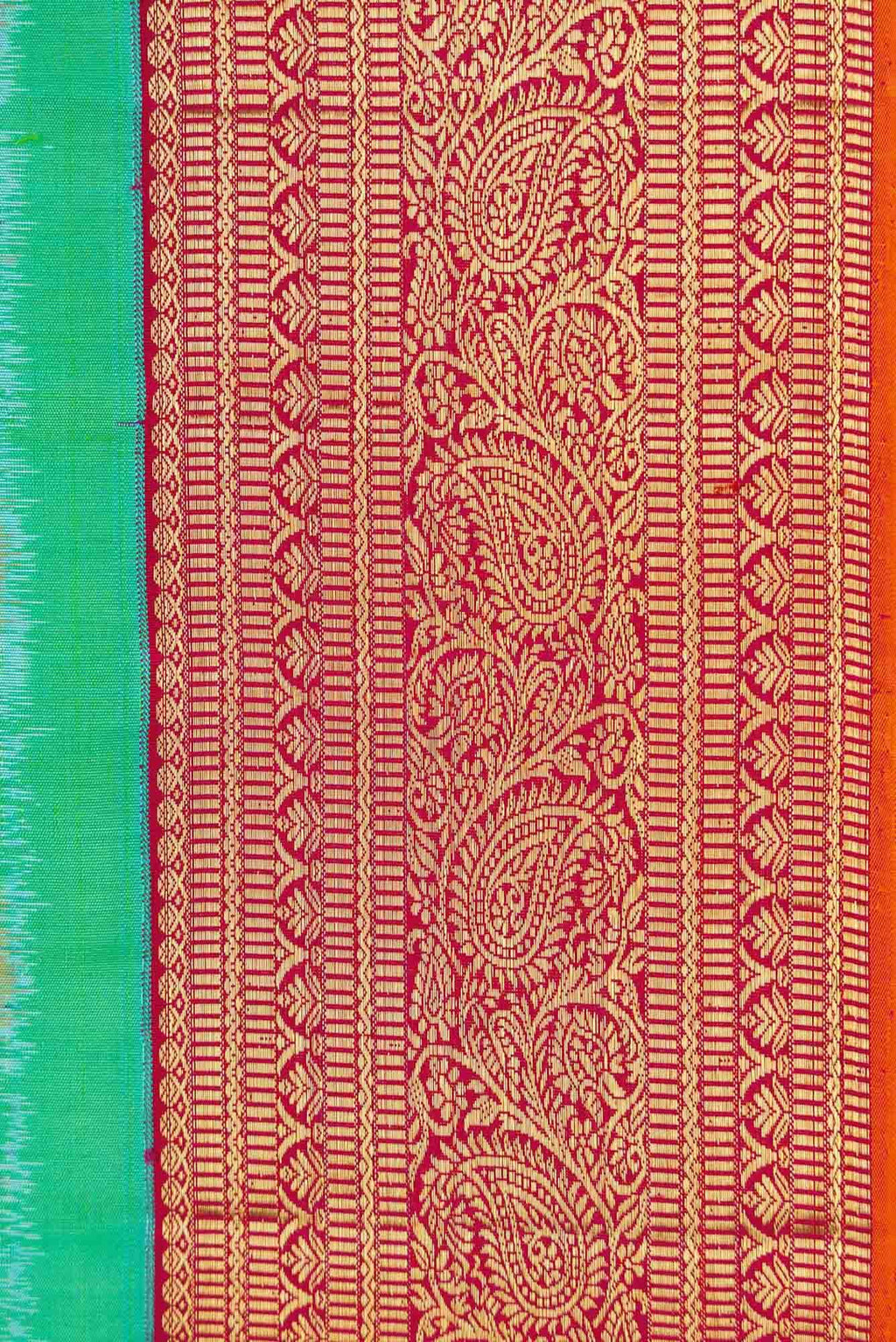 Pure Silk Pure Zari Sea Green Dual Tone Kanchipuram Saree