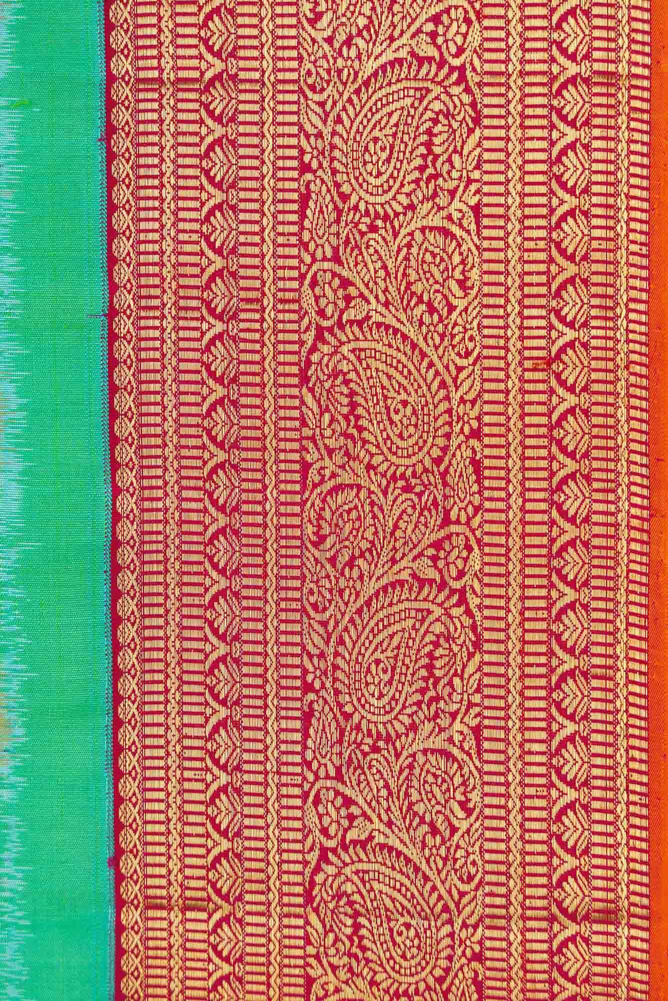 Pure Silk Pure Zari Sea Green Dual Tone Kanchipuram Saree