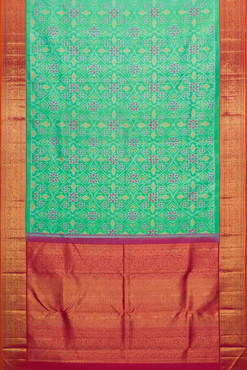 Pure Silk Pure Zari Sea Green Dual Tone Kanchipuram Saree