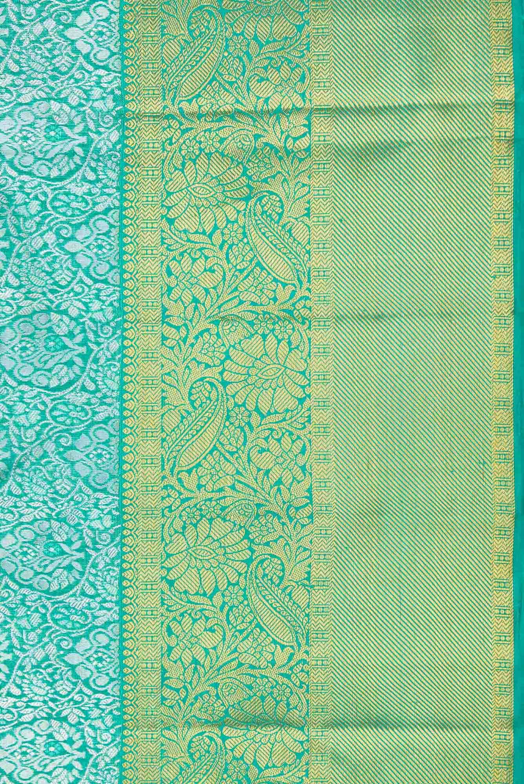 Pure Silk Pure Zari Sea Green Dual Tone Kanchipuram Tissue Saree