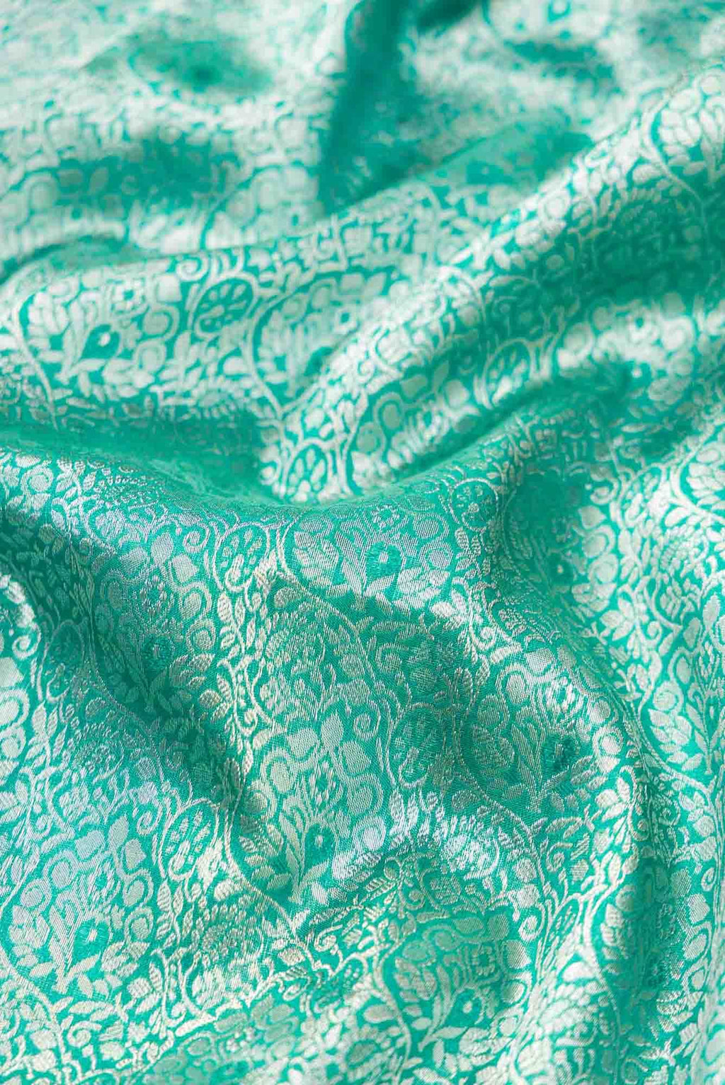 Pure Silk Pure Zari Sea Green Dual Tone Kanchipuram Tissue Saree