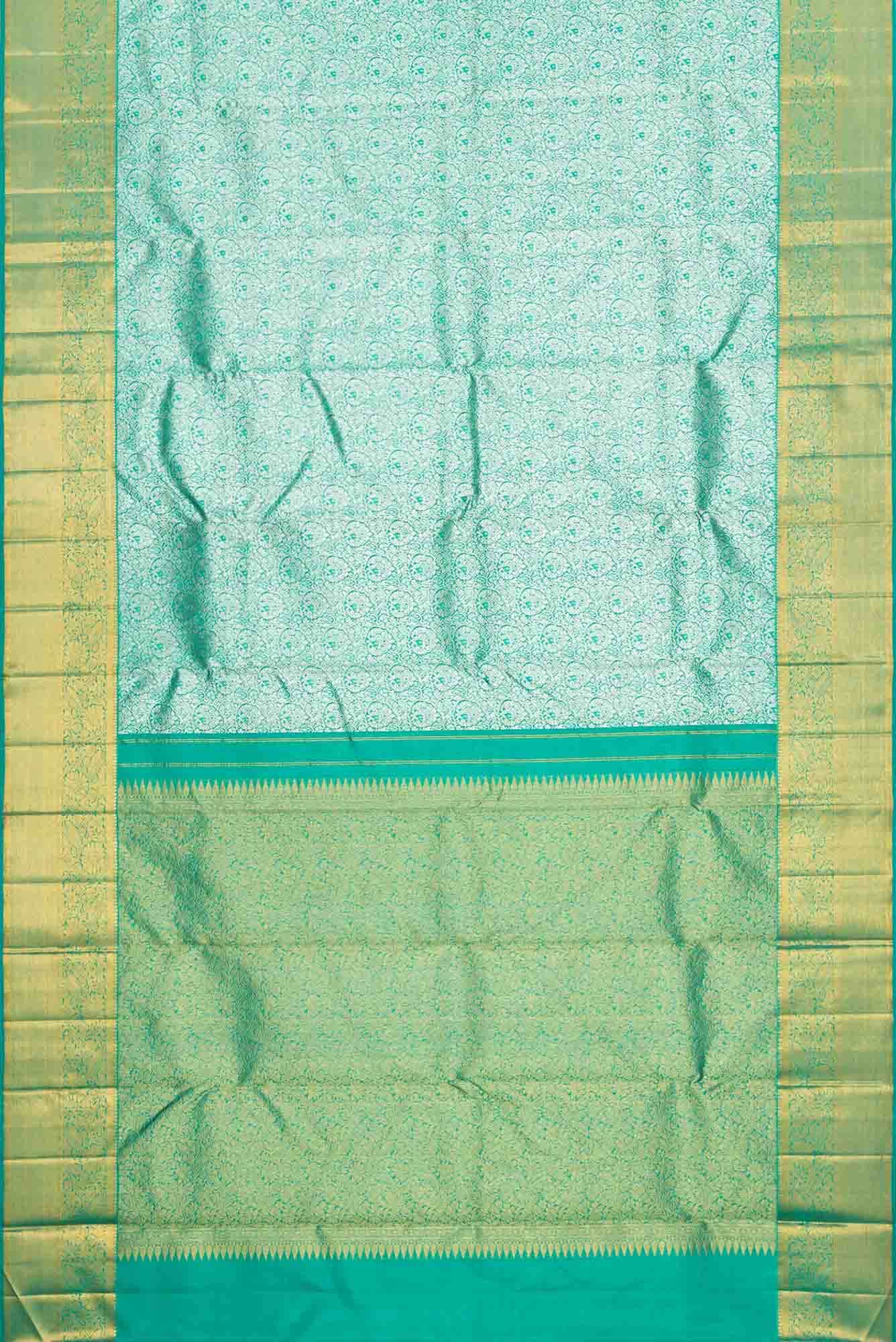 Pure Silk Pure Zari Sea Green Dual Tone Kanchipuram Tissue Saree