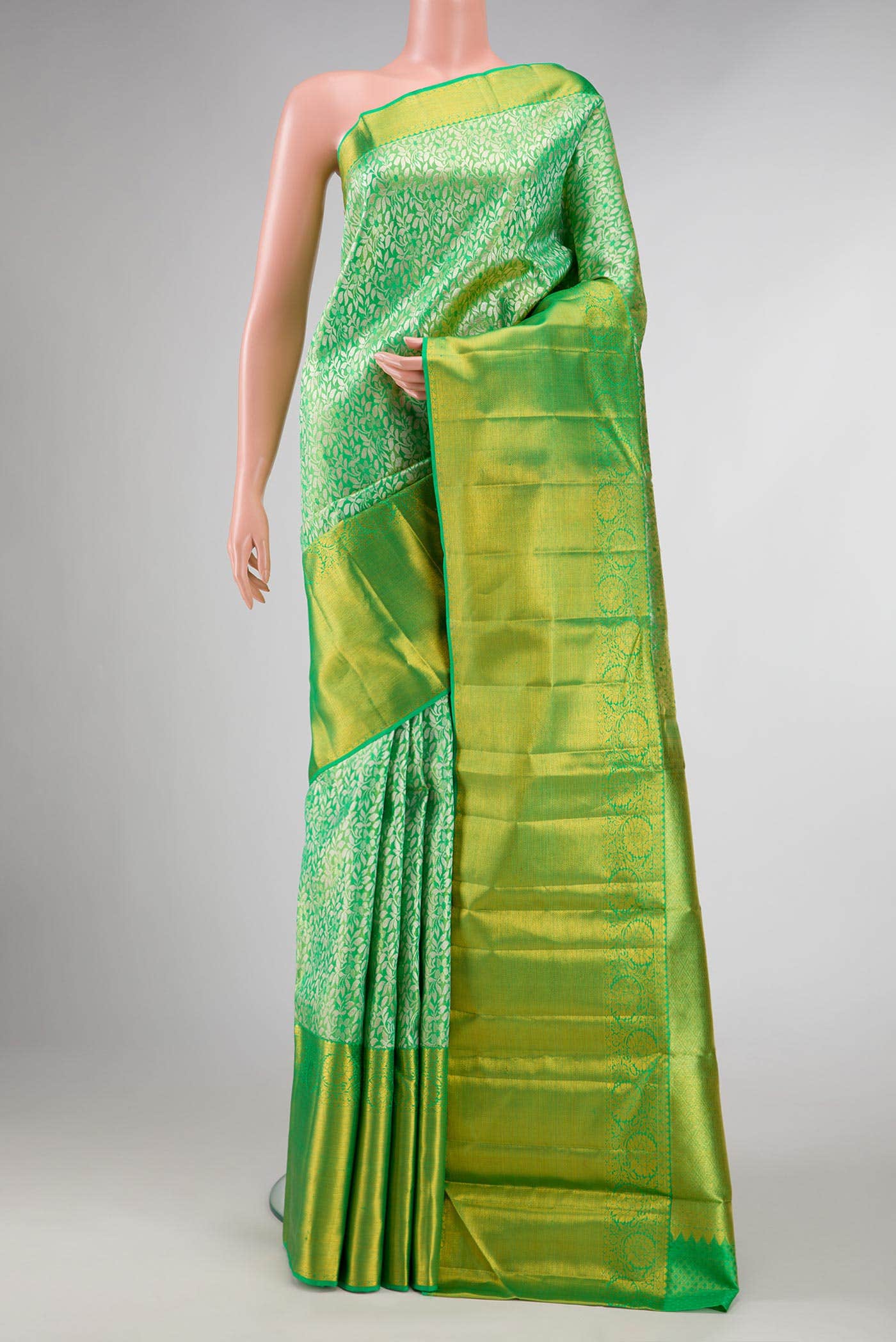Green Dual Tone Kanchipuram Tissue Silk Saree