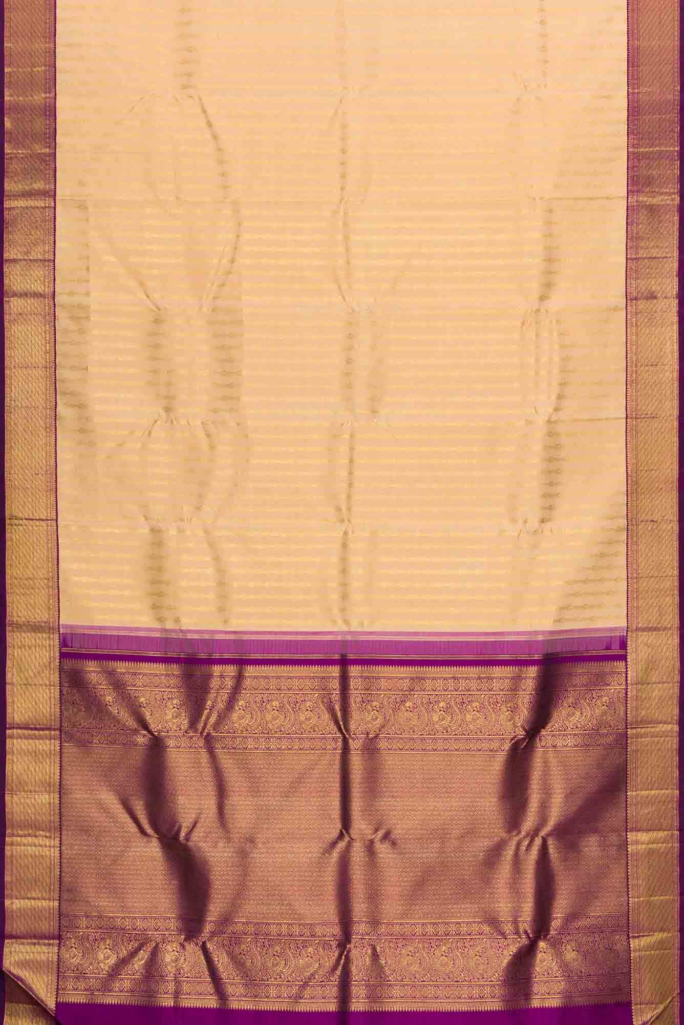Pure Silk Pure Zari Golden Peach Dual Tone Kanchipuram Saree