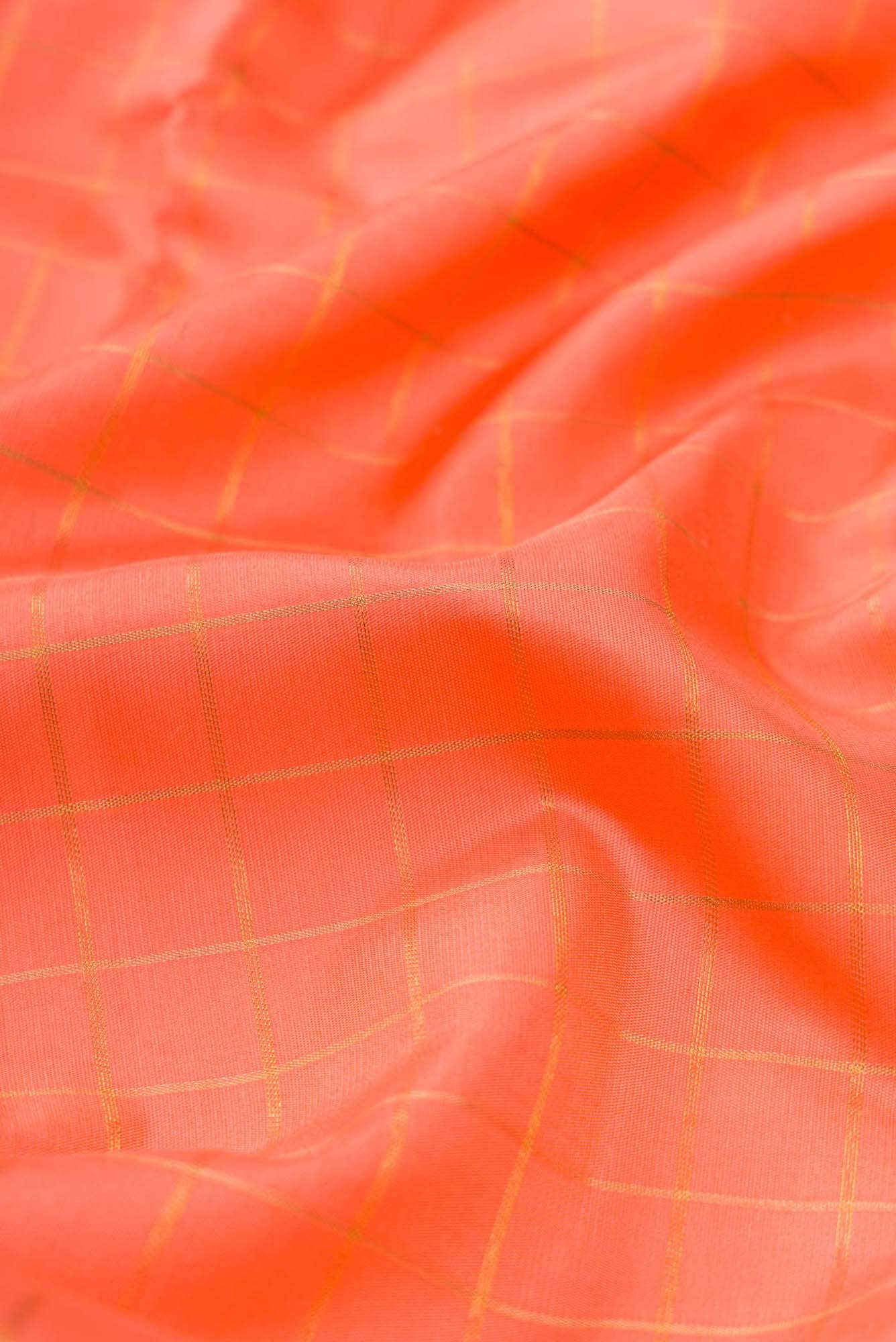 Pure Silk Pure Zari Peach Dual Tone Kanchipuram Saree