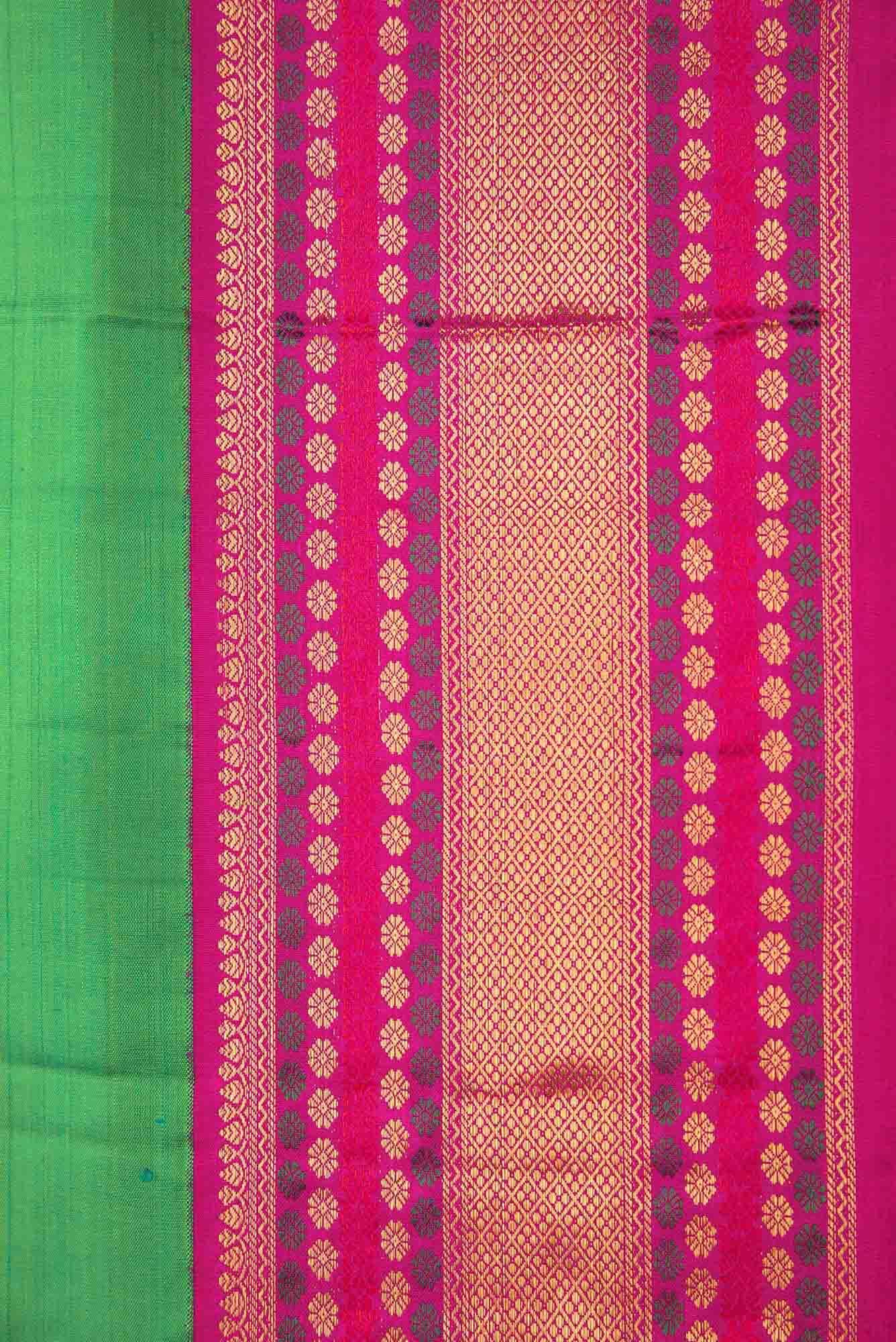 Pure Silk Pure Zari Sea Green Dual Tone Kanchipuram Saree