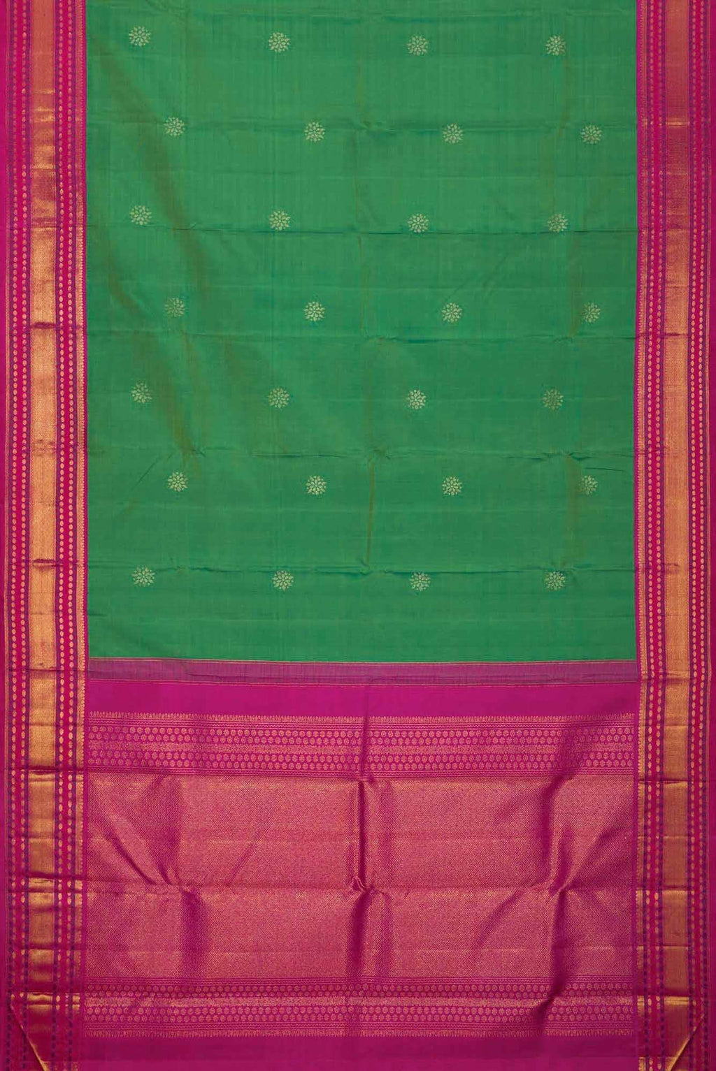 Pure Silk Pure Zari Sea Green Dual Tone Kanchipuram Saree