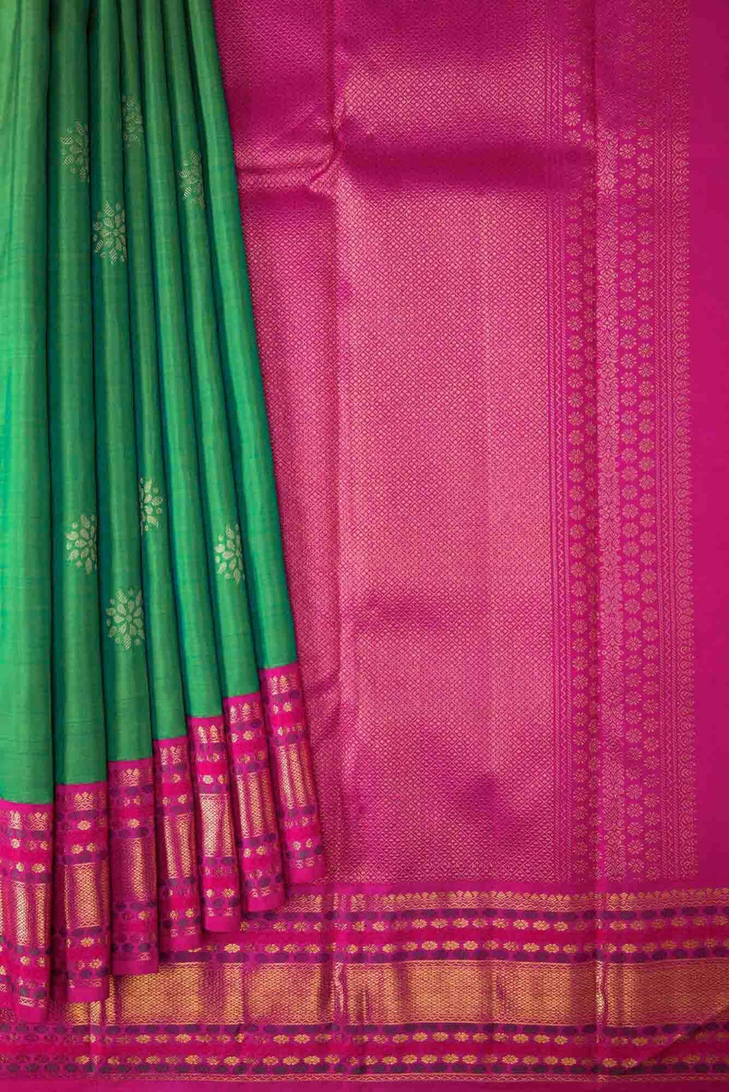 Pure Silk Pure Zari Sea Green Dual Tone Kanchipuram Saree