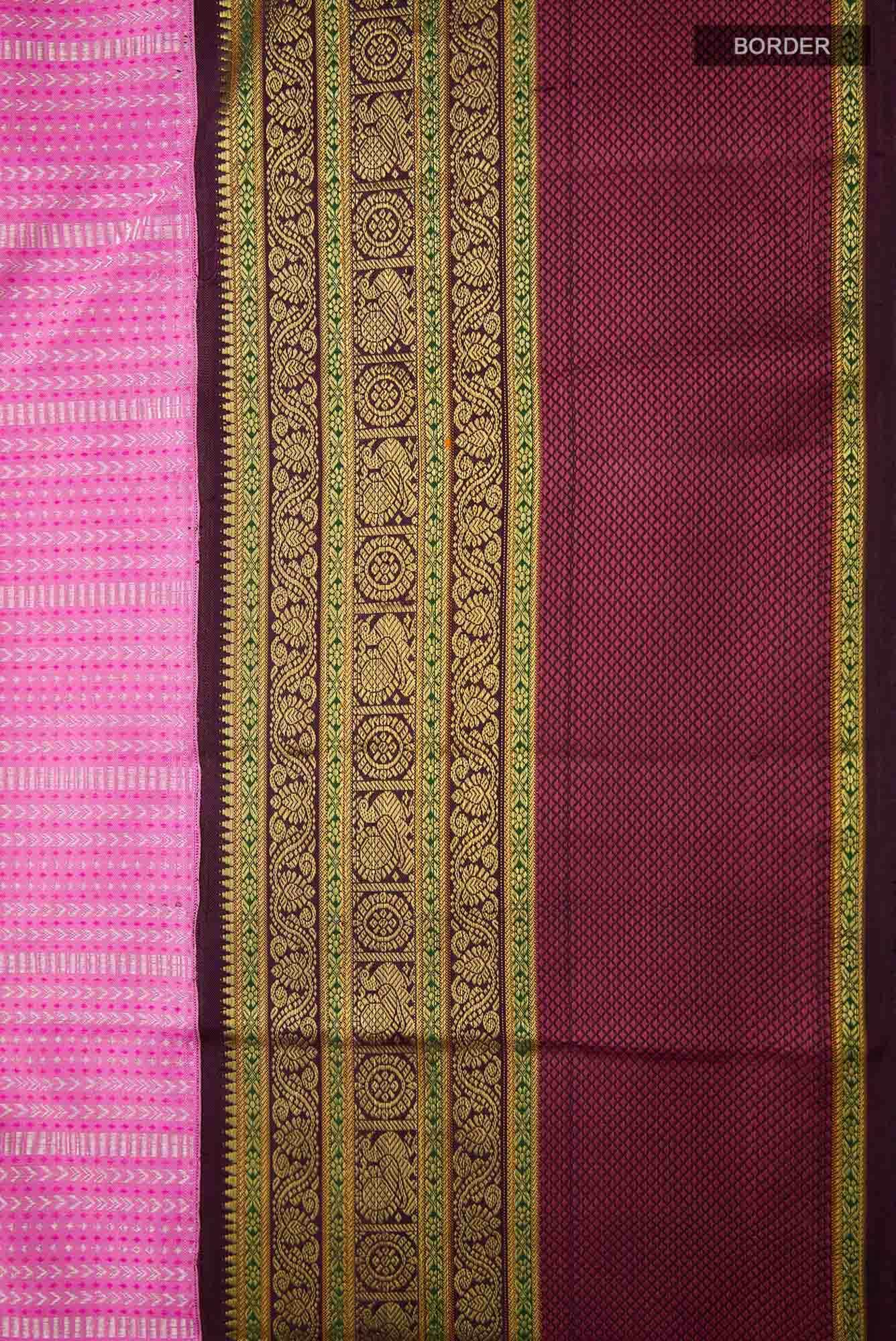 Pure Silk Pure Zari Pink Dual Tone Kanchipuram Saree