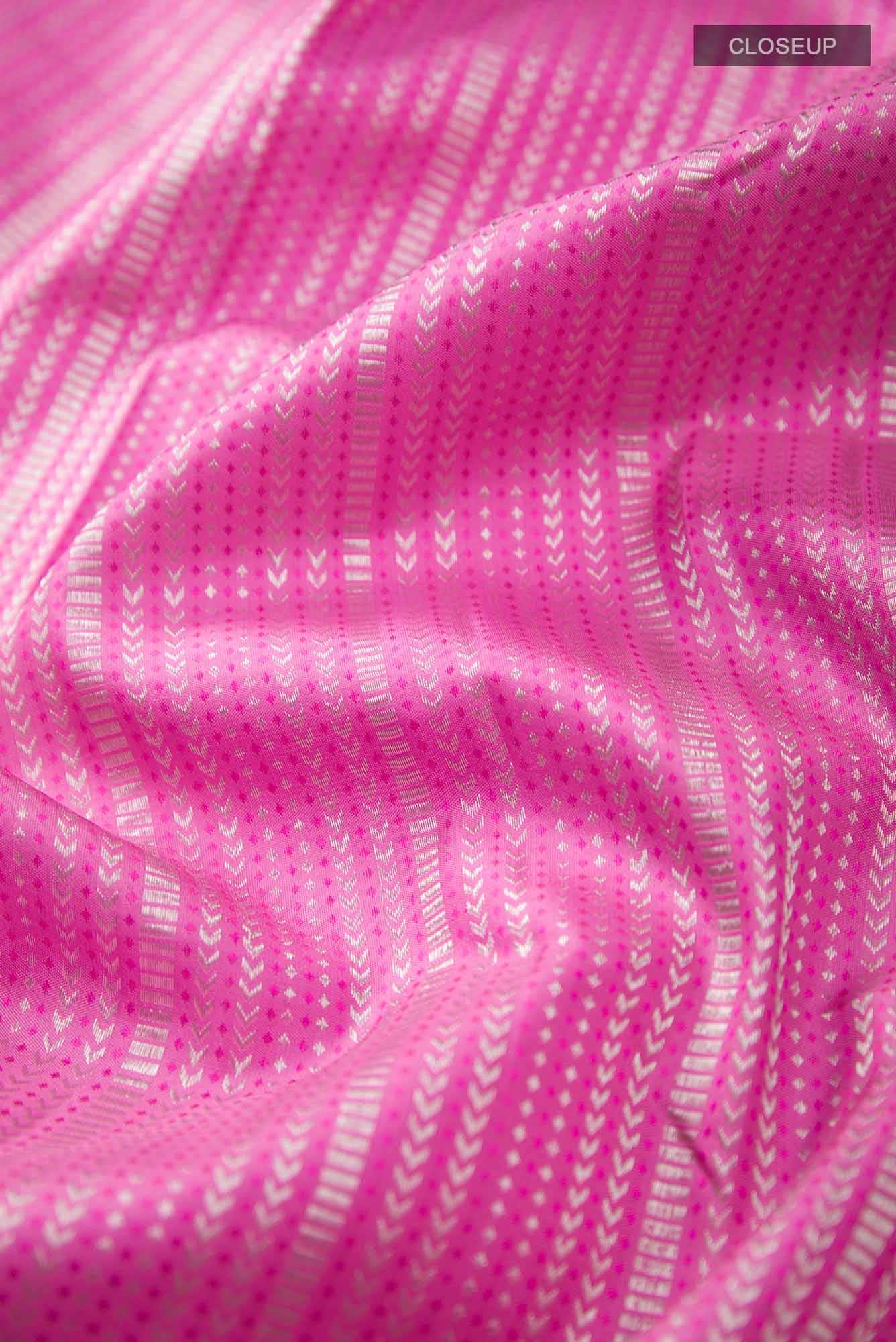 Pure Silk Pure Zari Pink Dual Tone Kanchipuram Saree