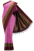 Pure Silk Pure Zari Pink Dual Tone Kanchipuram Saree