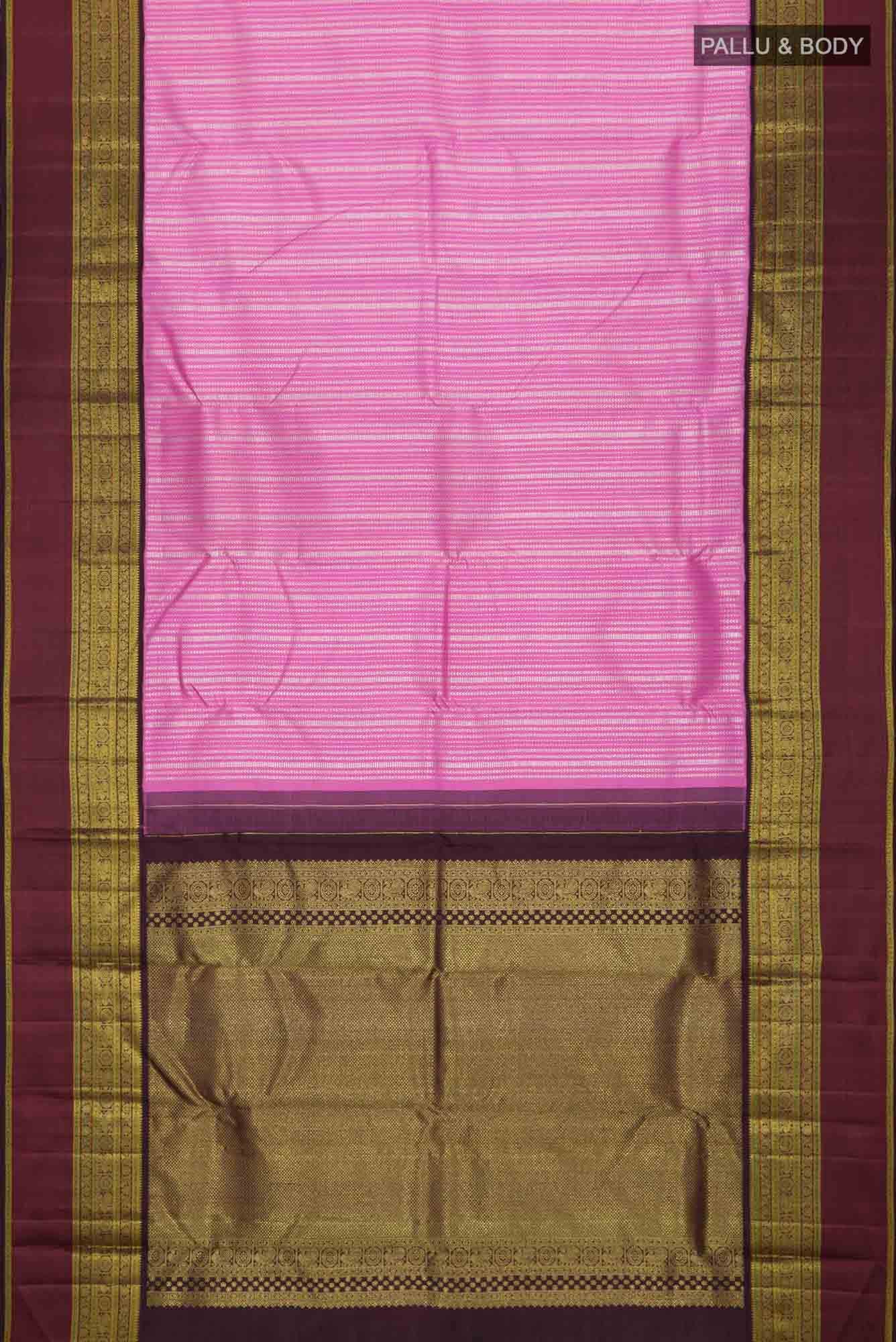 Pure Silk Pure Zari Pink Dual Tone Kanchipuram Saree