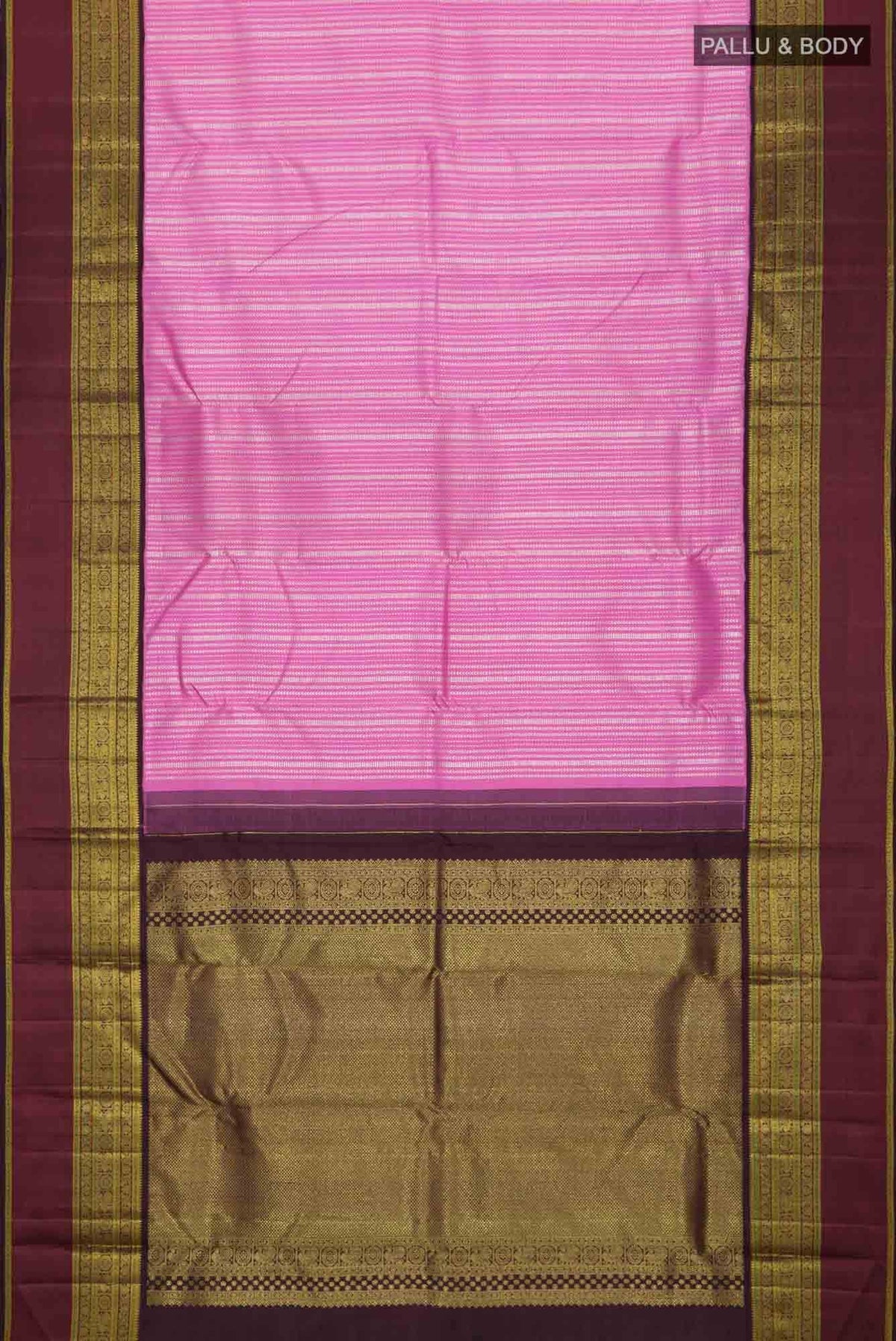 Pure Silk Pure Zari Pink Dual Tone Kanchipuram Saree