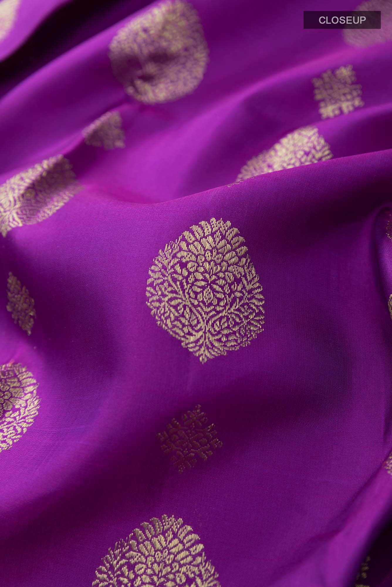 Pure Silk Pure Zari Purple Dual Tone Kanchipuram Saree