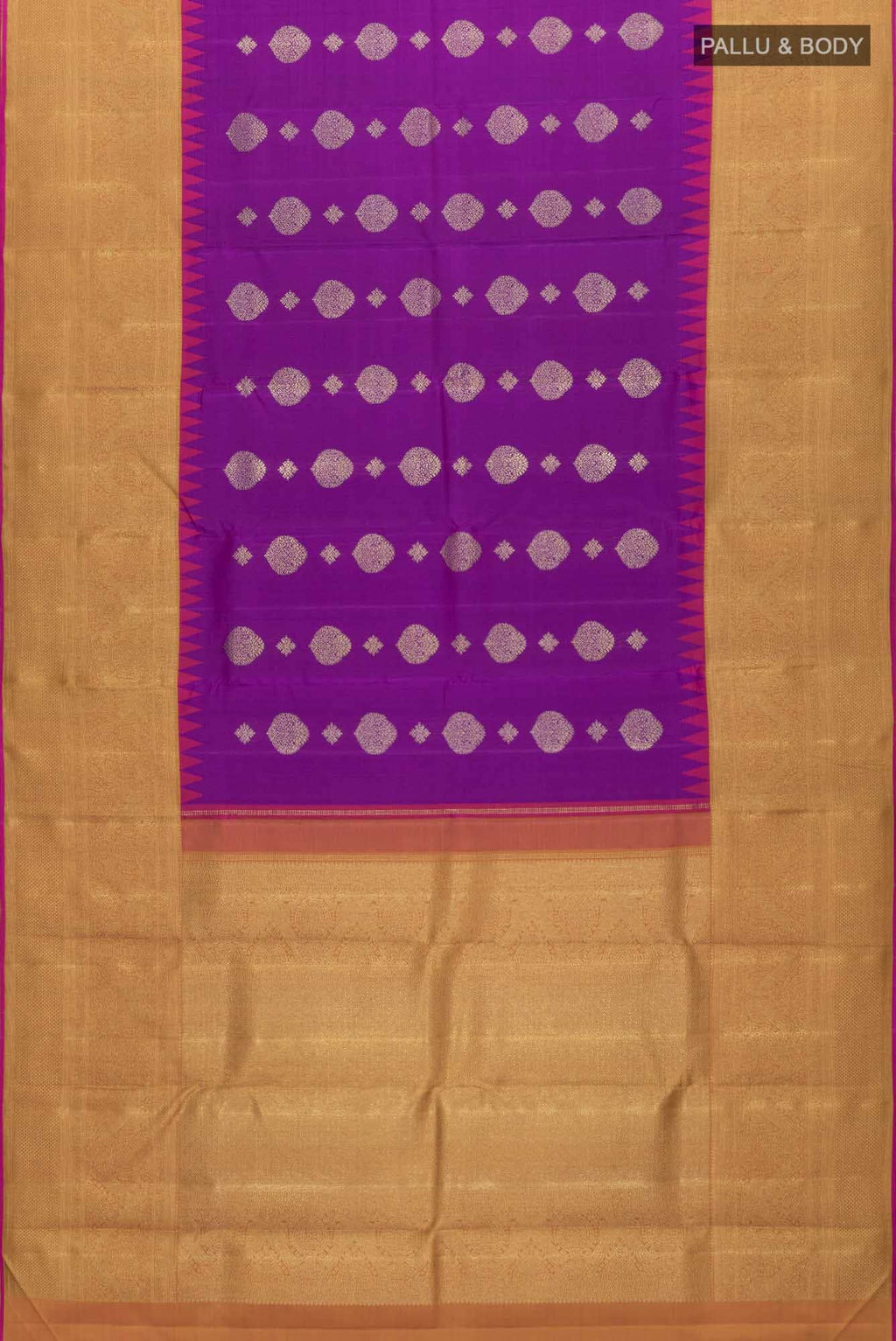 Pure Silk Pure Zari Purple Dual Tone Kanchipuram Saree