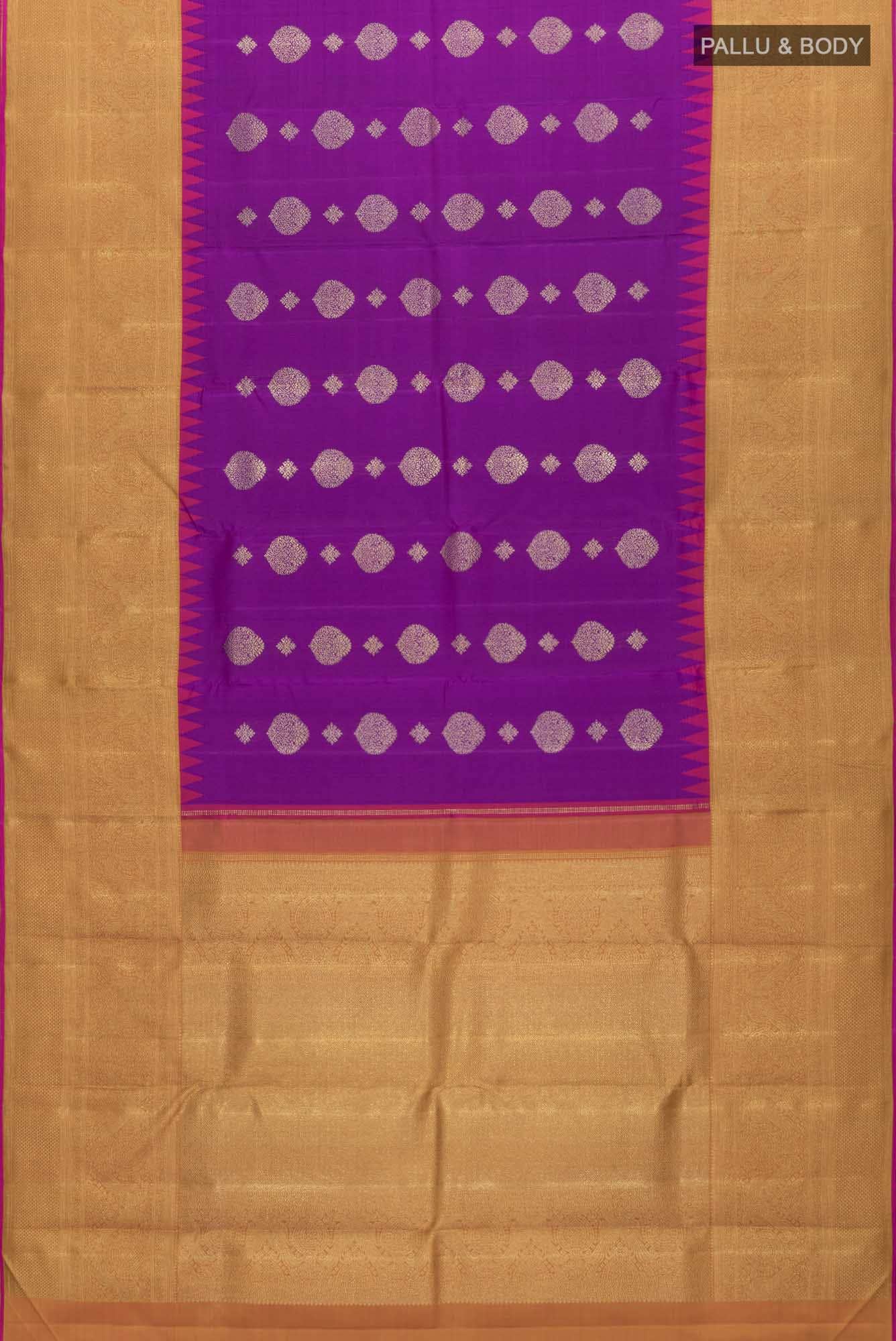 Pure Silk Pure Zari Purple Dual Tone Kanchipuram Saree