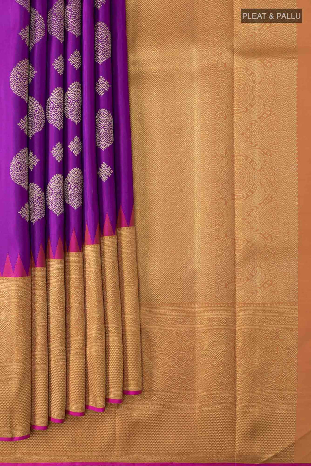Pure Silk Pure Zari Purple Dual Tone Kanchipuram Saree