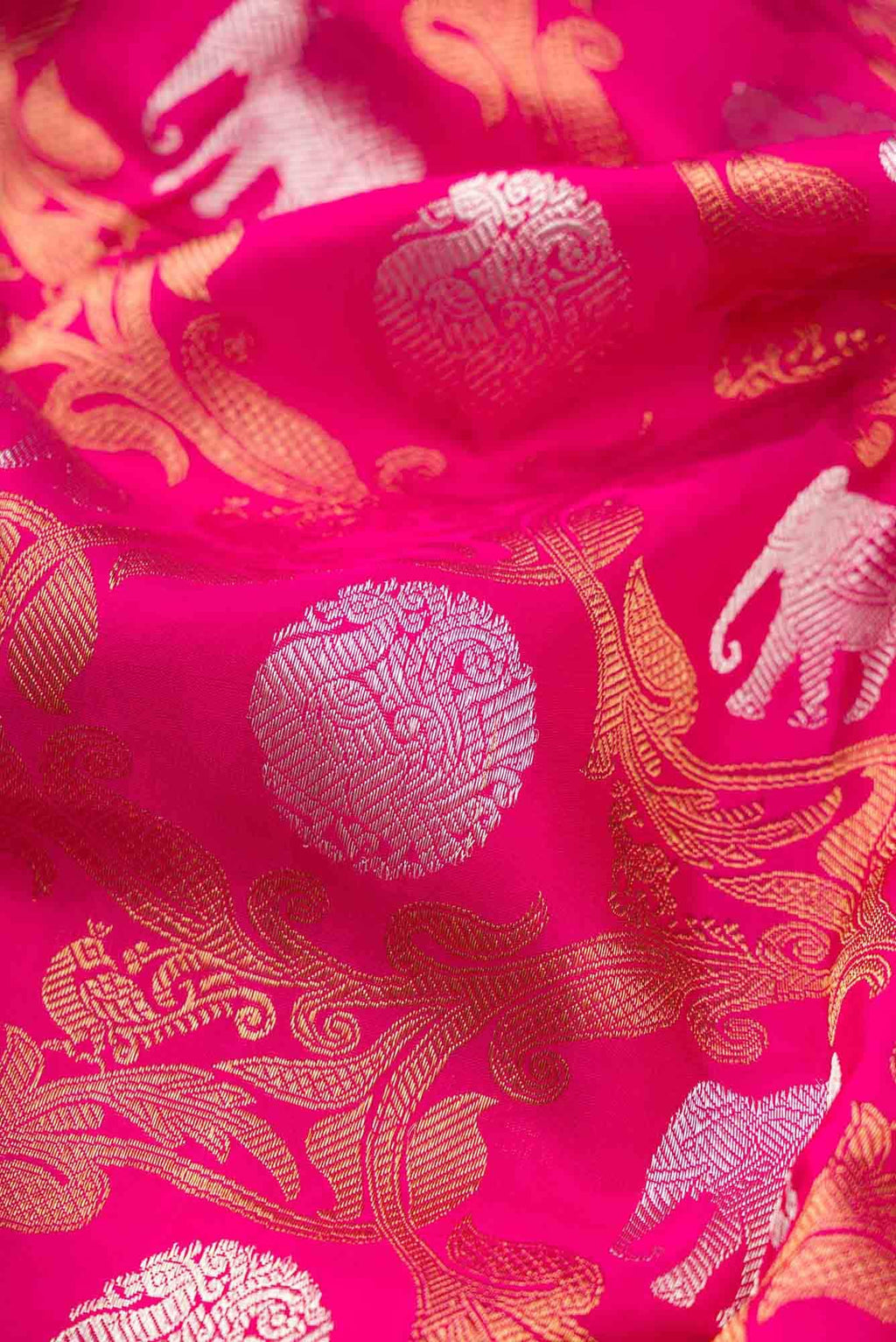 Pure Silk Pure Zari Pink Dual Tone Kanchipuram Saree