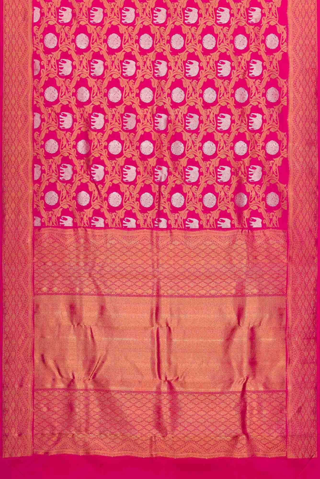 Pure Silk Pure Zari Pink Dual Tone Kanjivaram Saree