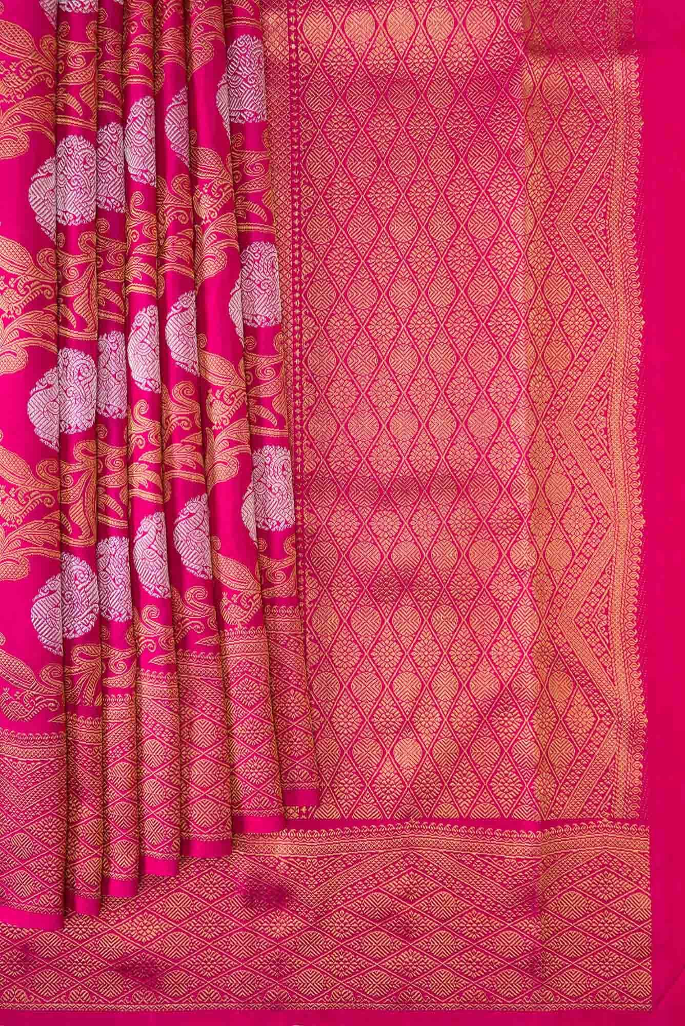 Pure Silk Pure Zari Pink Dual Tone Kanchipuram Saree