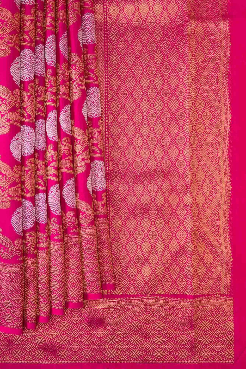 Pure Silk Pure Zari Pink Dual Tone Kanchipuram Saree
