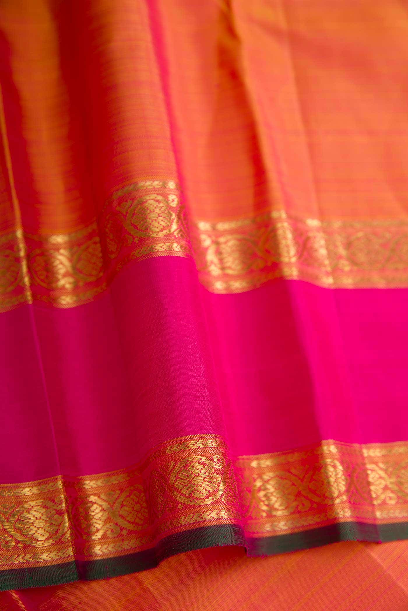 Pure Silk Pure Zari Pink Dual Tone Kanchipuram Saree