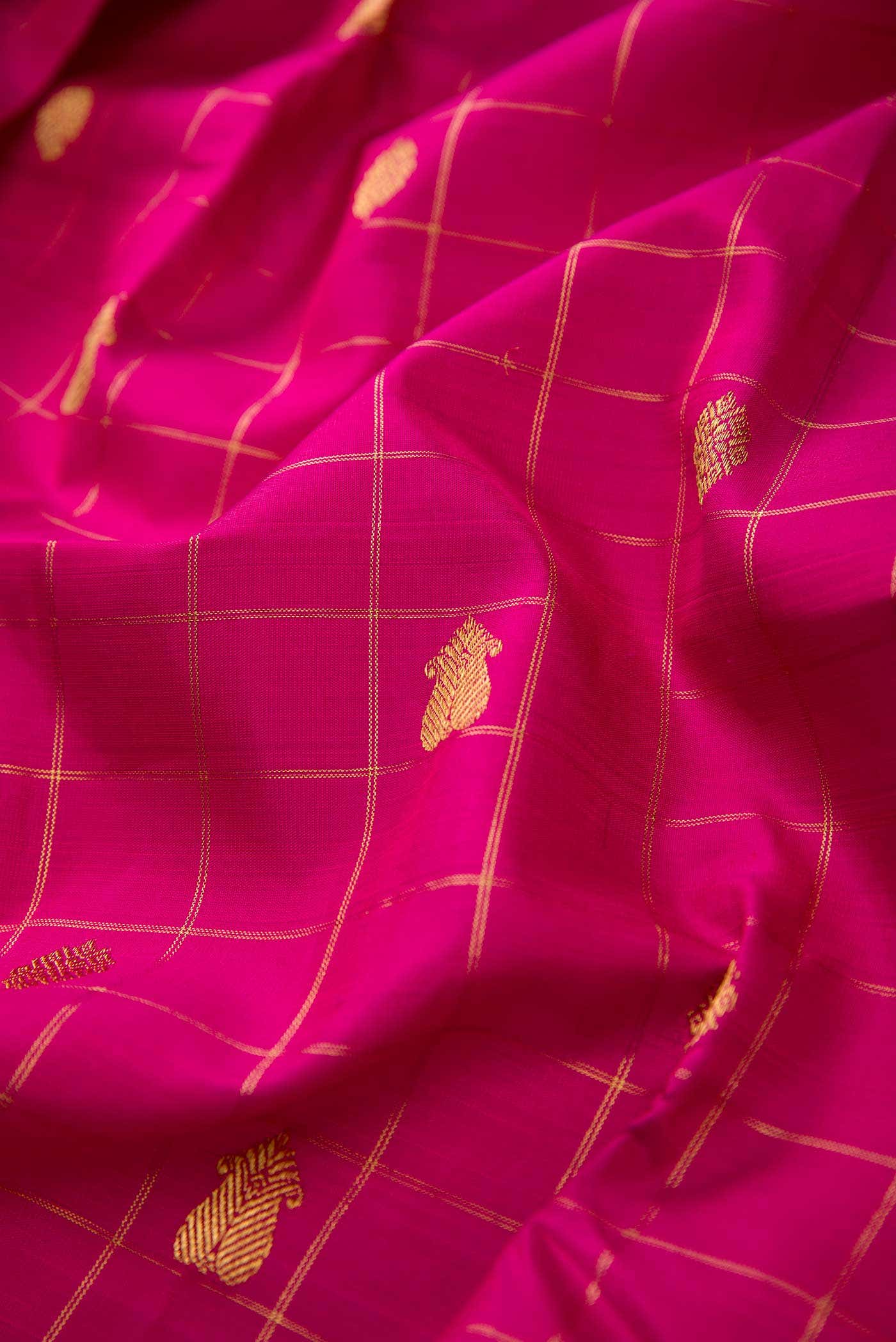 Pure Silk Pure Zari Pink Dual Tone Kanchipuram Saree