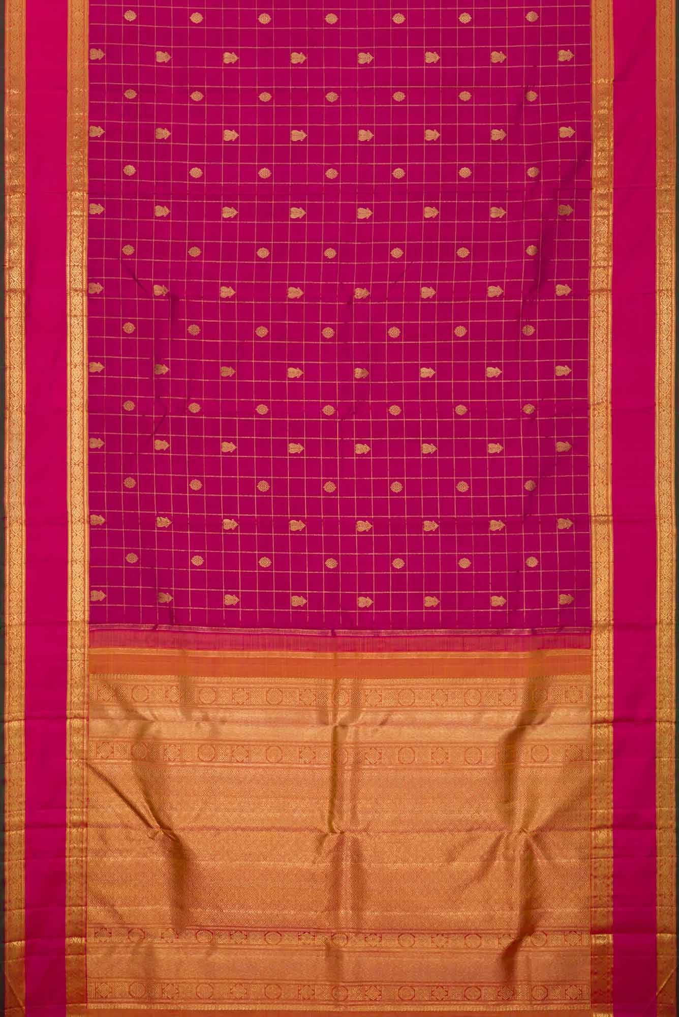 Pure Silk Pure Zari Pink Dual Tone Kanchipuram Saree