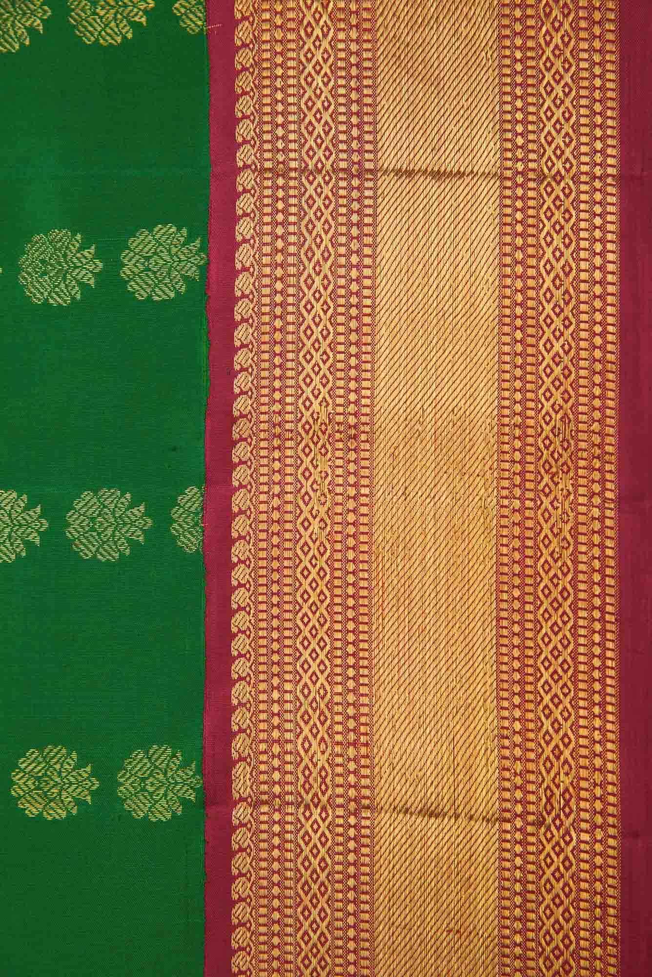 Pure Silk Pure Zari Green Dual Tone Kanchipuram Saree