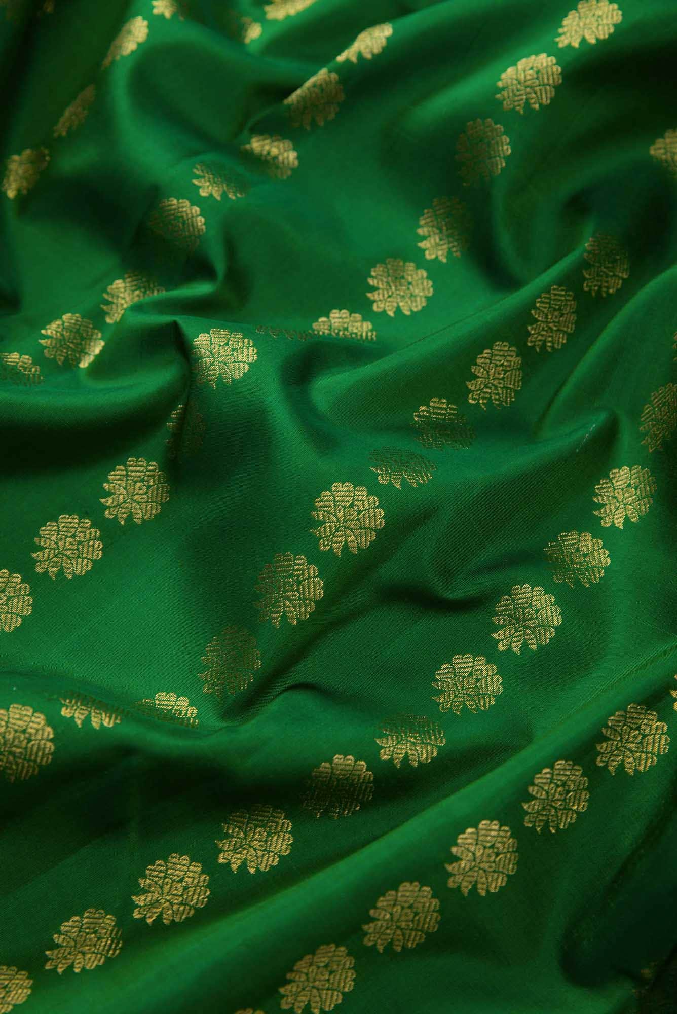 Pure Silk Pure Zari Green Dual Tone Kanchipuram Saree