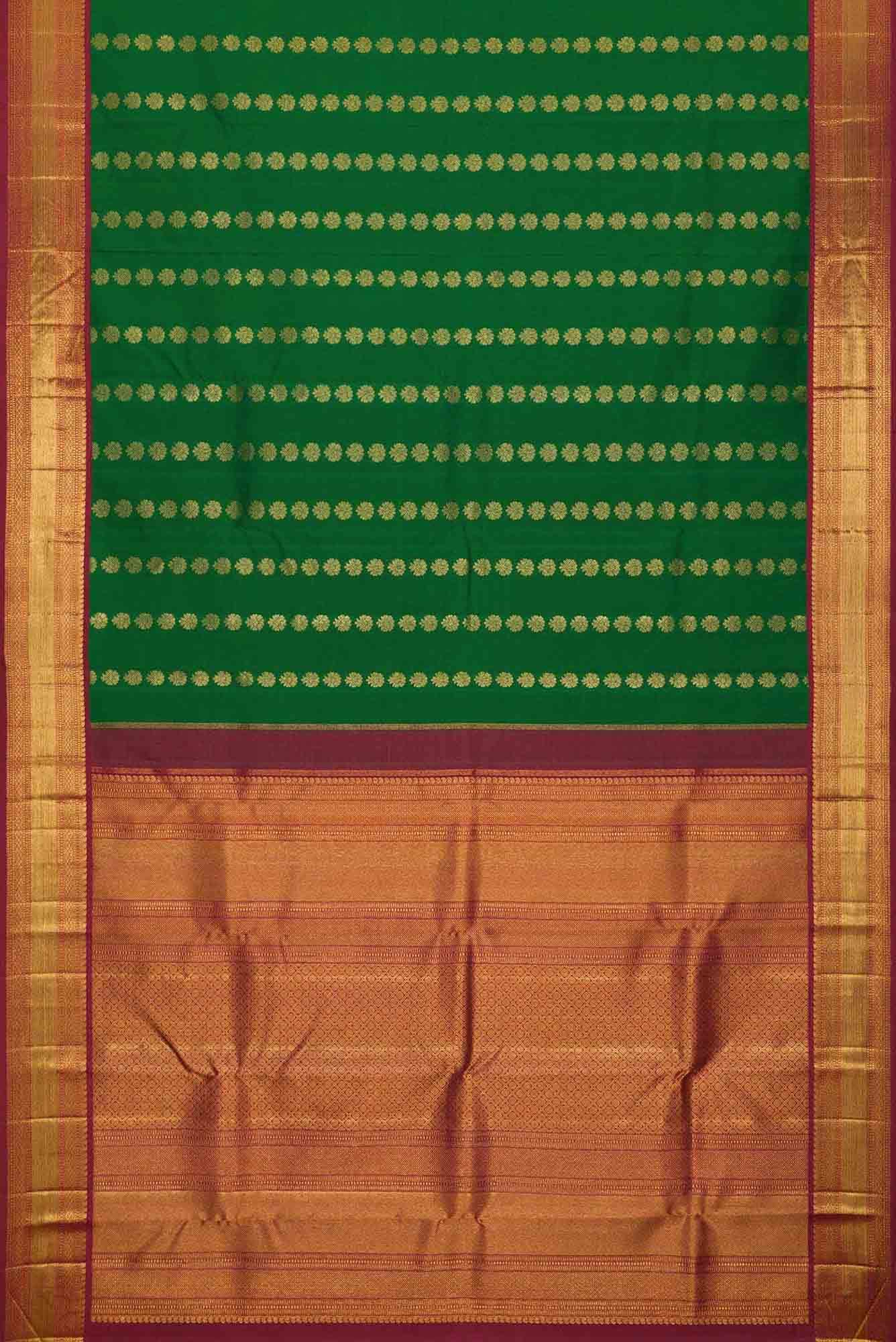 Pure Silk Pure Zari Green Dual Tone Kanchipuram Saree