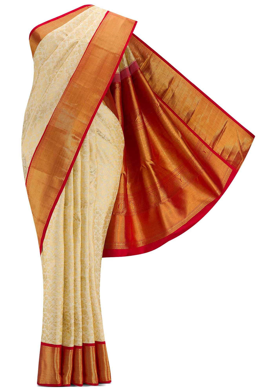Pure Silk Pure Zari Sandal Dual Tone Kanchipuram Saree