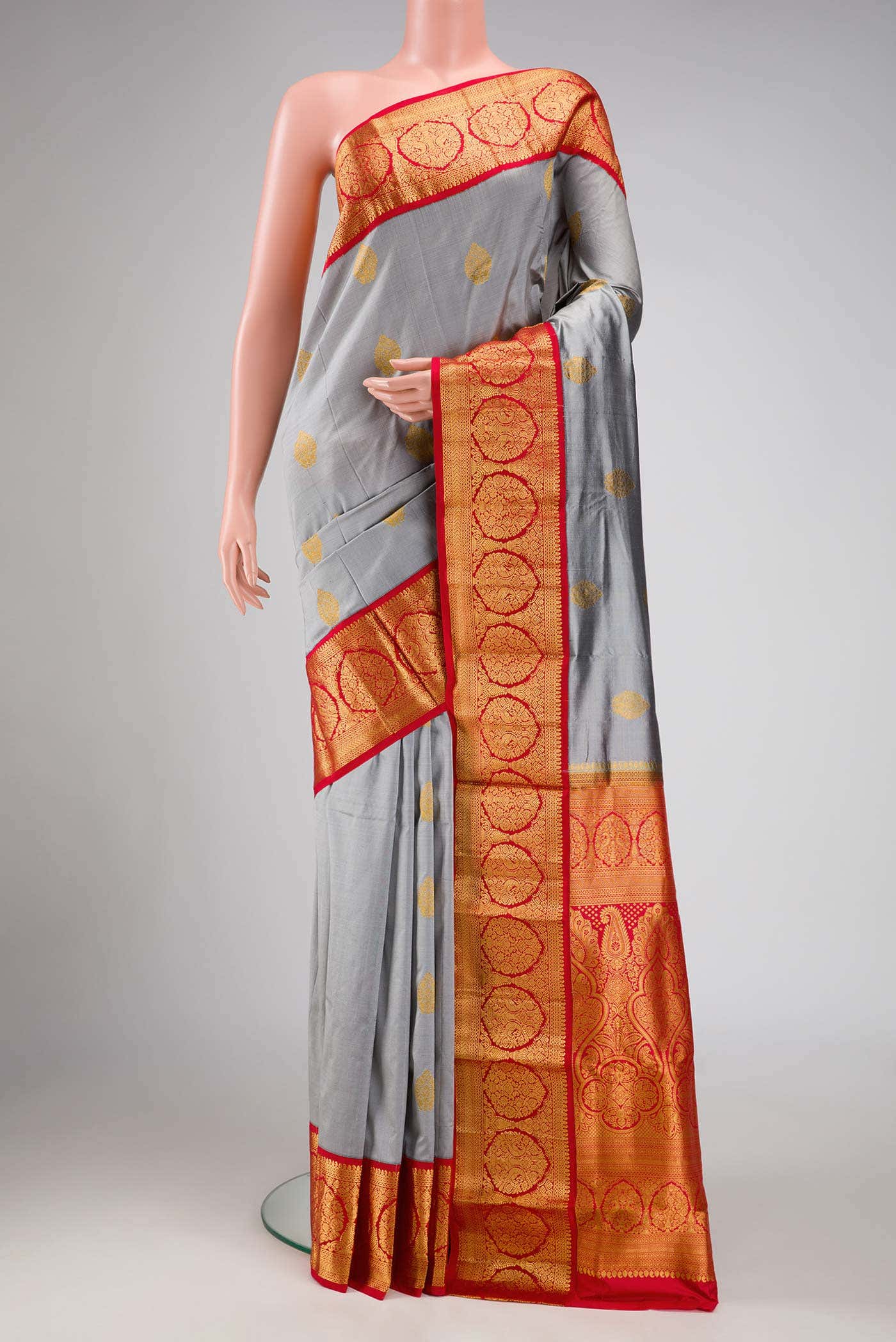 Grey Kanchipuram Silk Saree