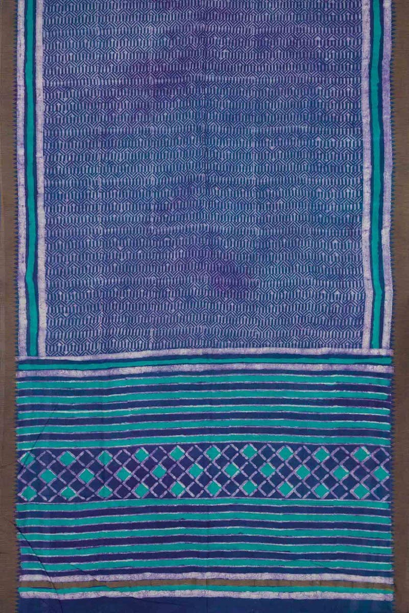 Navy Blue Dual Tone Chanderi Silk Saree