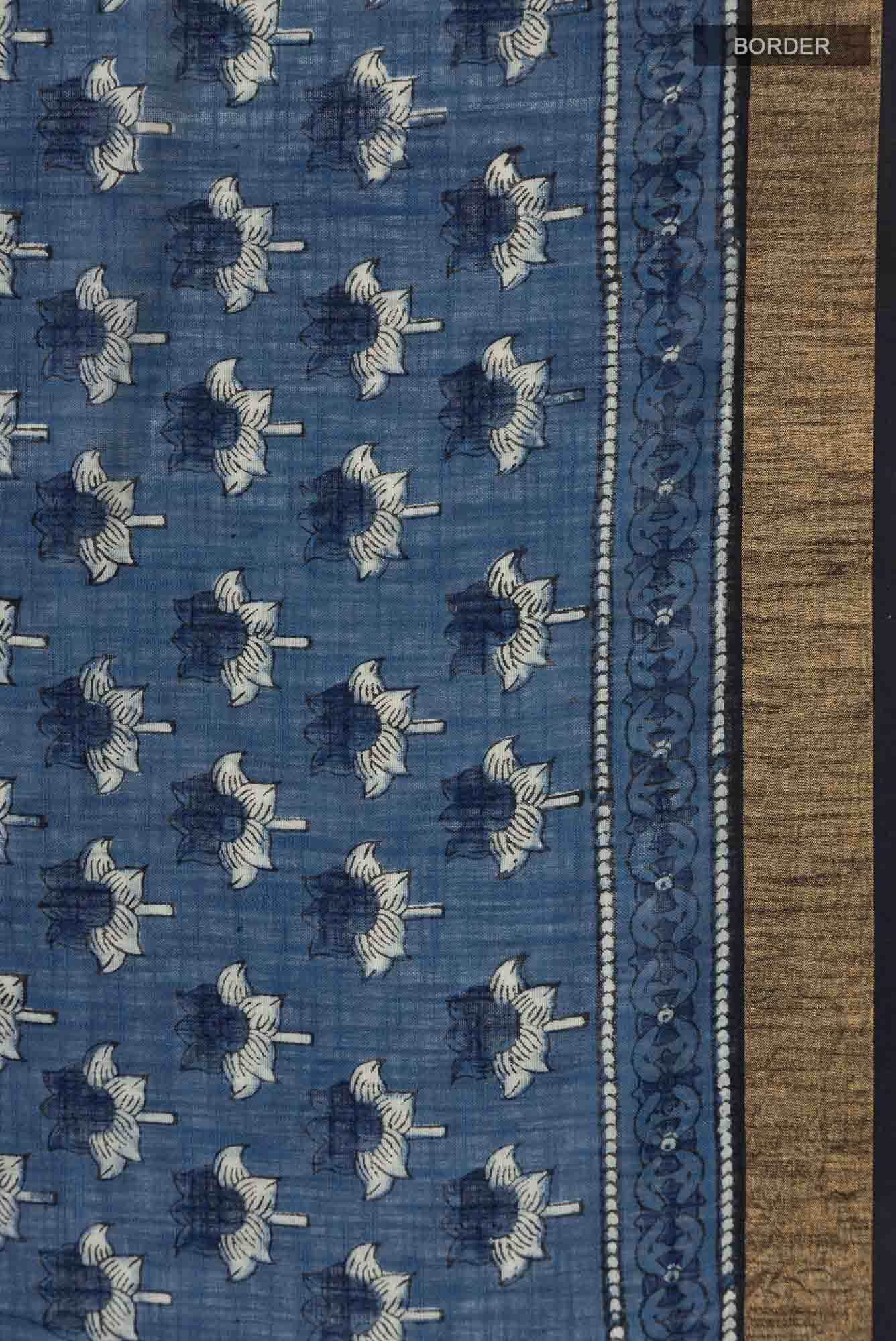 Indigo Linen Cotton Saree