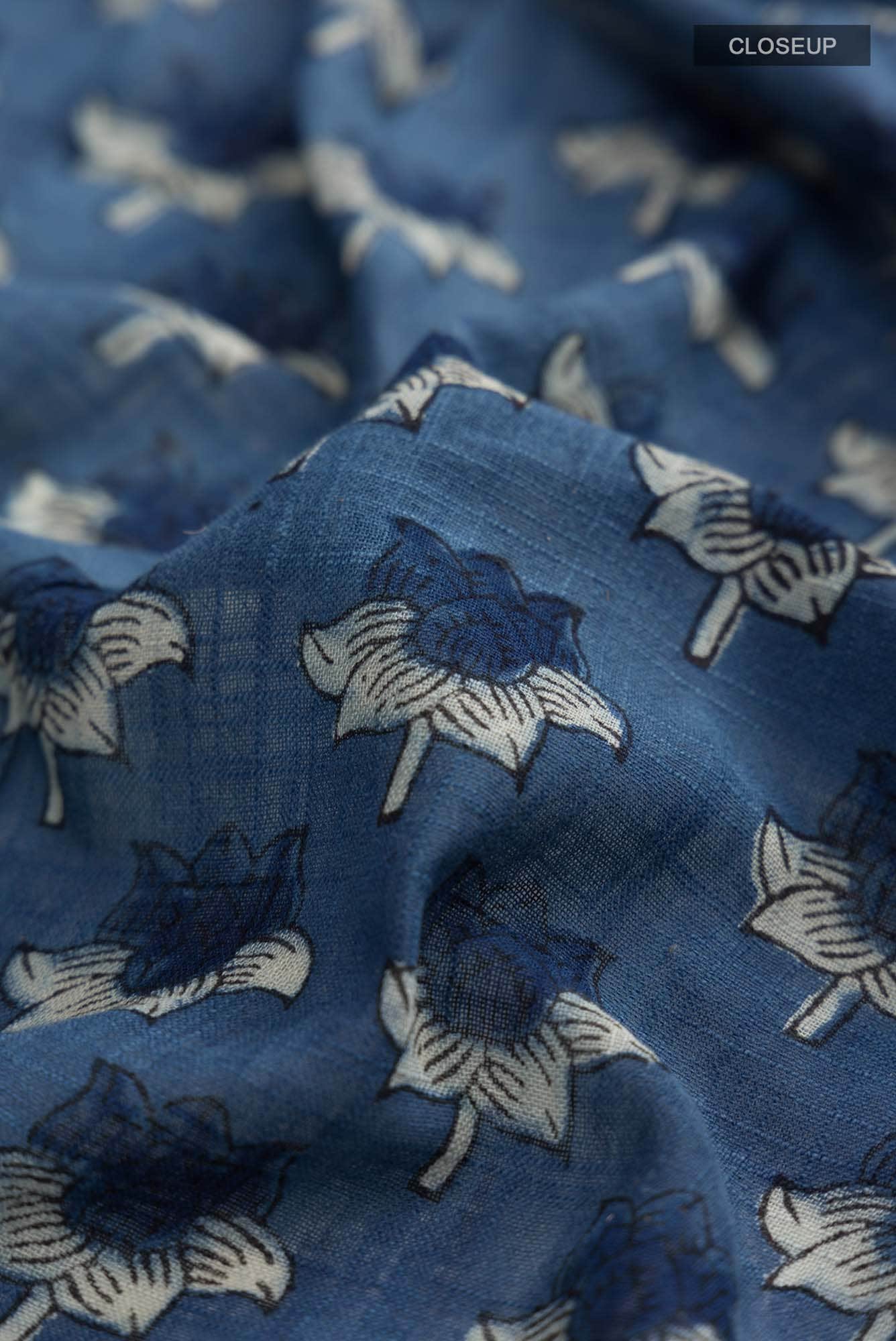 Indigo Linen Cotton Saree