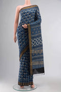 Indigo Linen Cotton Saree