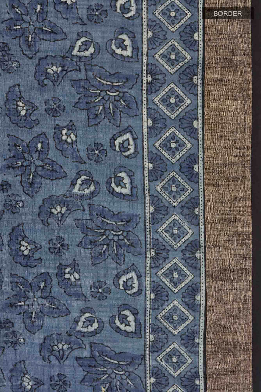 Blue Linen Cotton Saree
