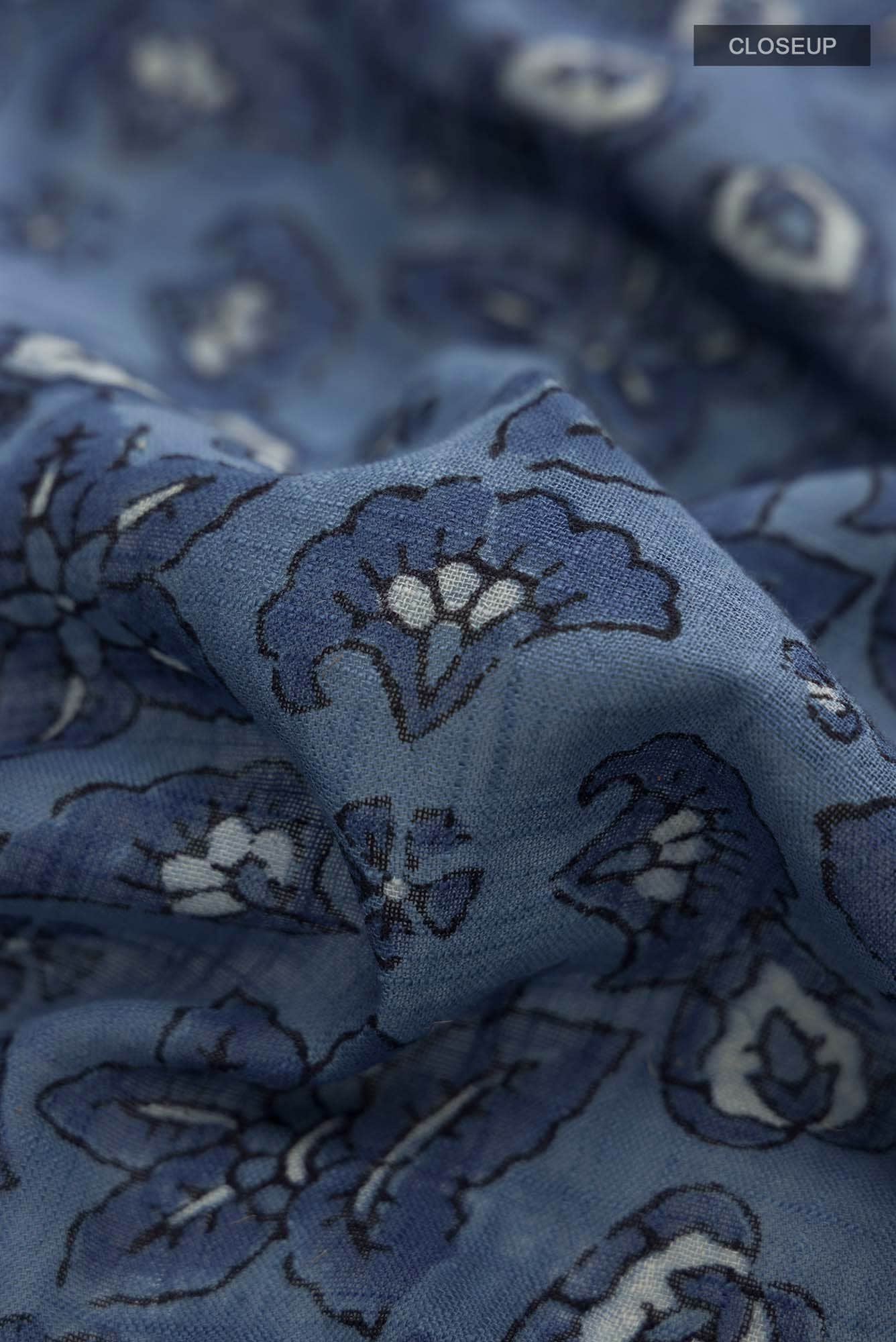 Blue Linen Cotton Saree