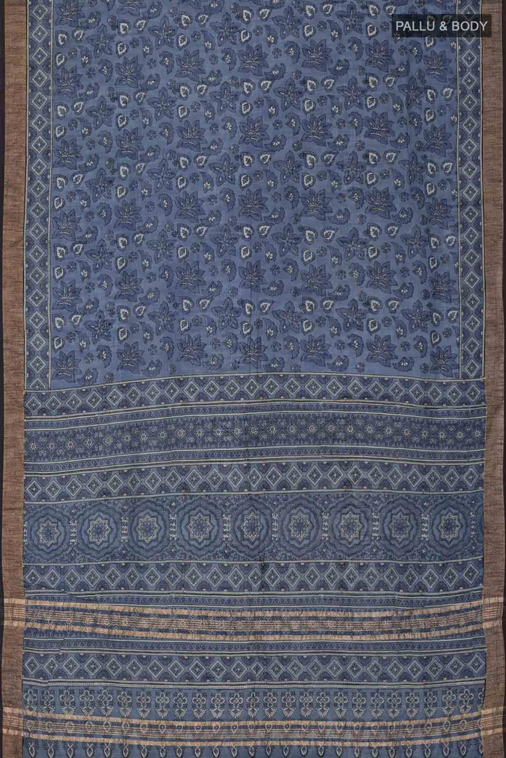 Blue Linen Cotton Saree