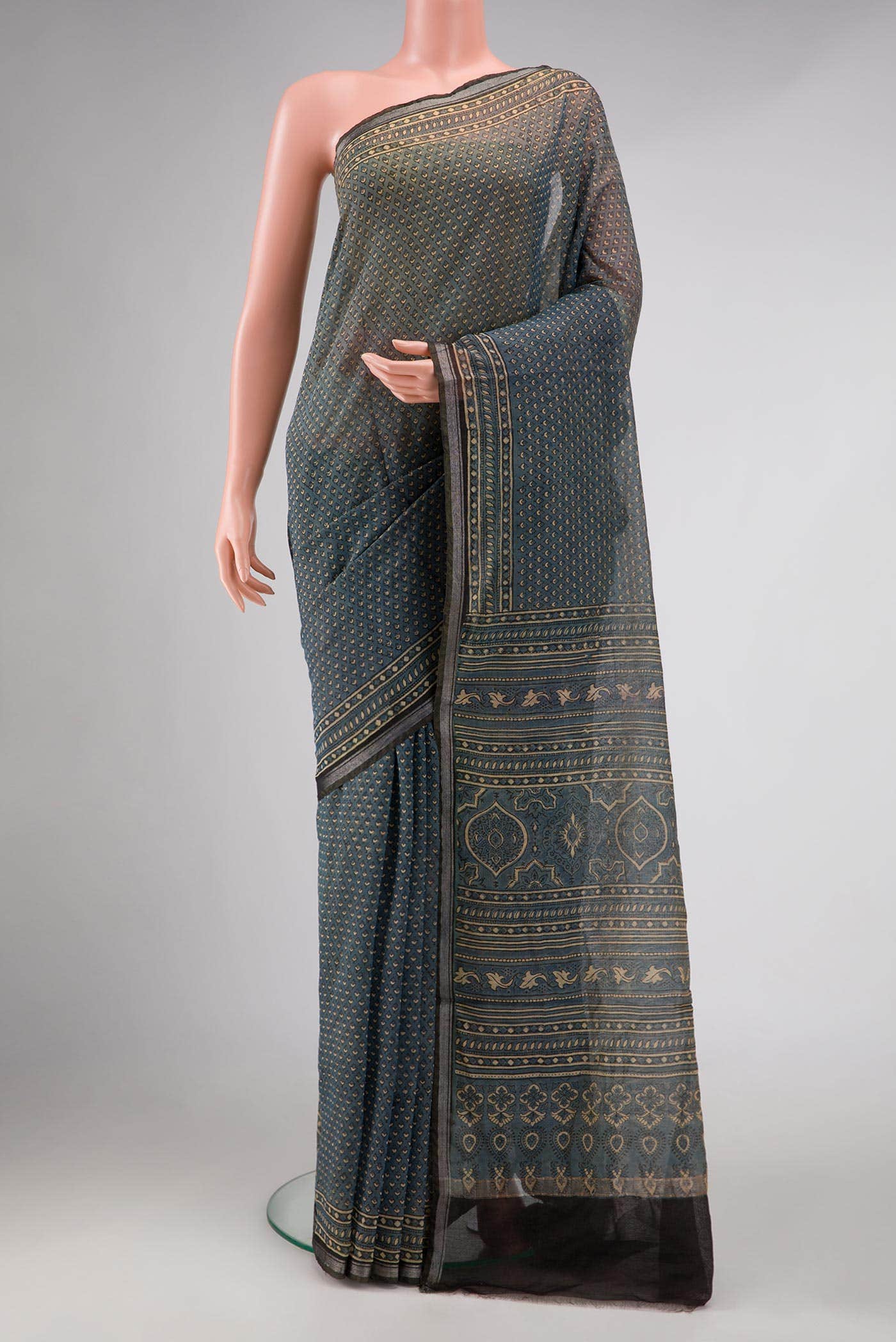 Grey Chanderi Silk Saree