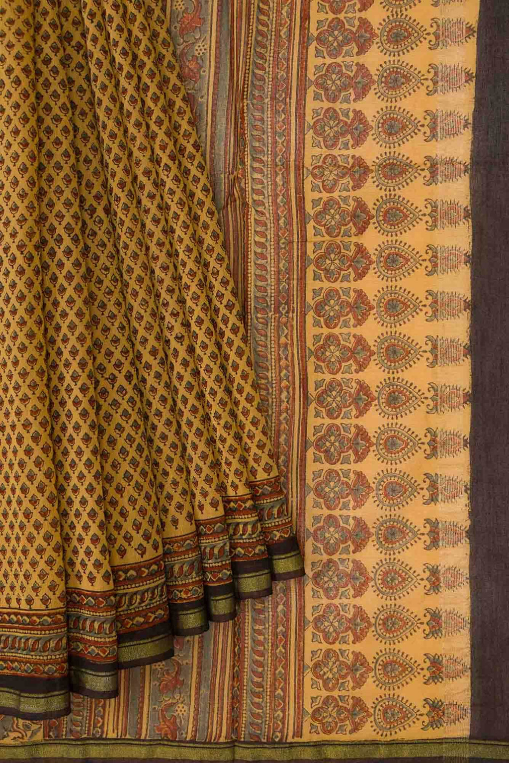 Mustard Dual Tone Chanderi Silk Saree
