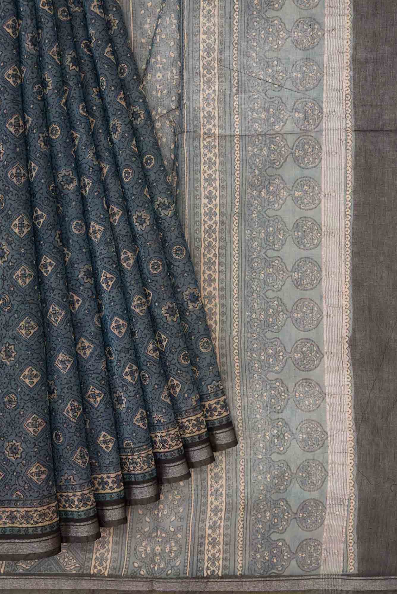 Grey Dual Tone Chanderi Silk Saree